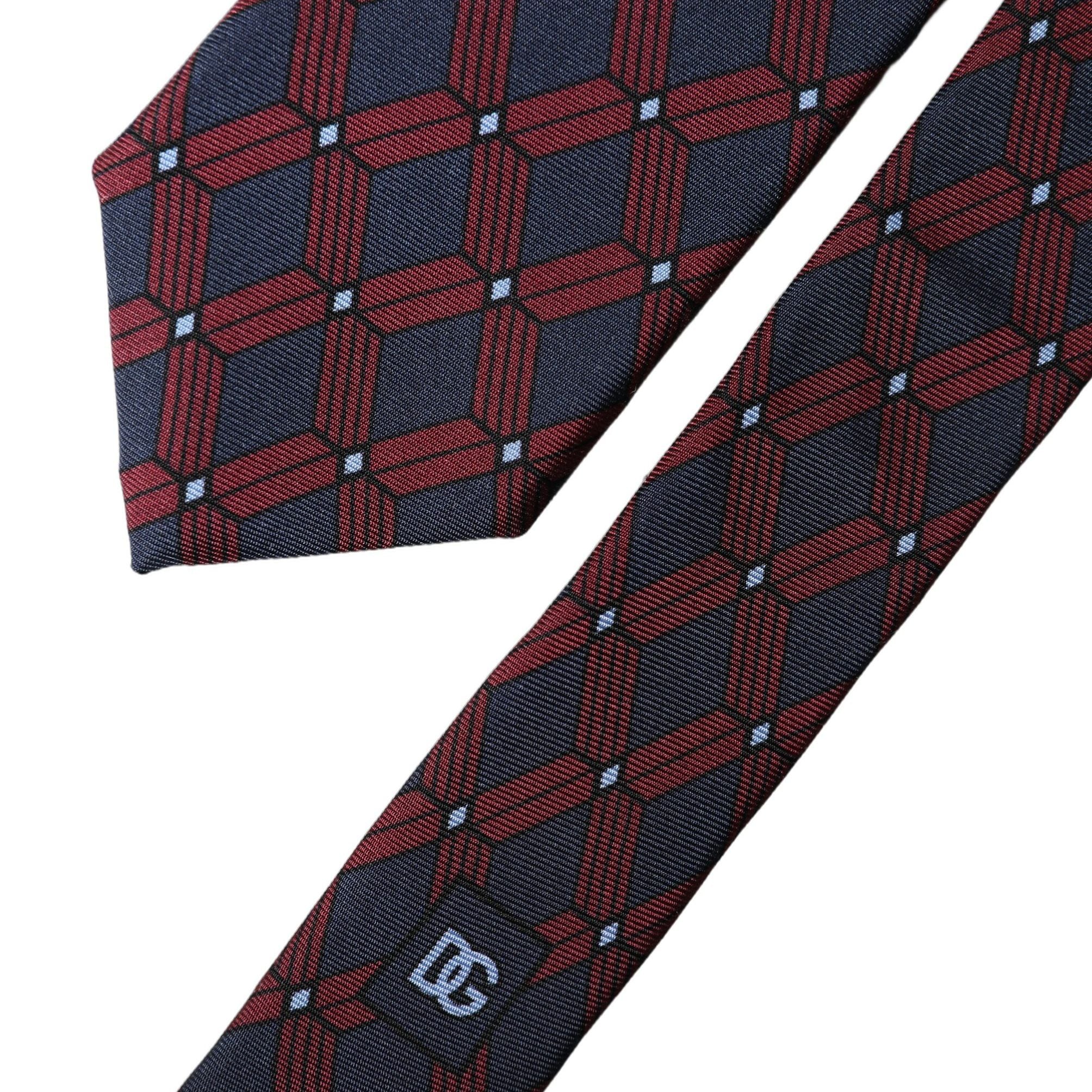 Dolce & Gabbana Blue Red Patterned 100% Silk Adjustable Men Necktie Tie