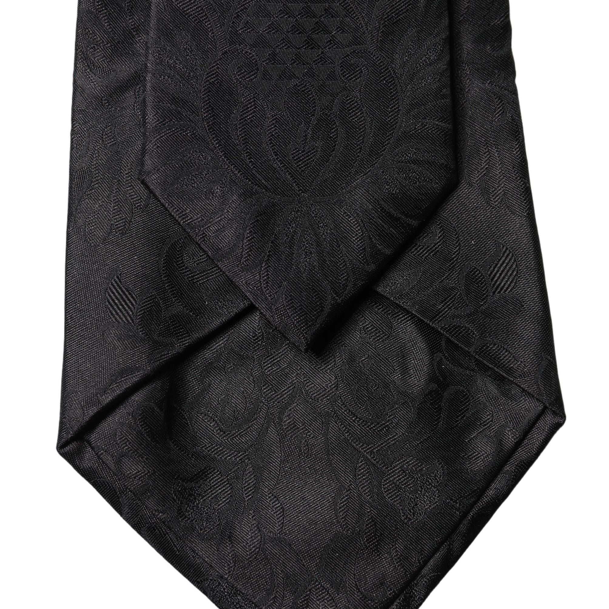 Dolce & Gabbana Black Paisley Woven Silk Adjustable Women Necktie Tie