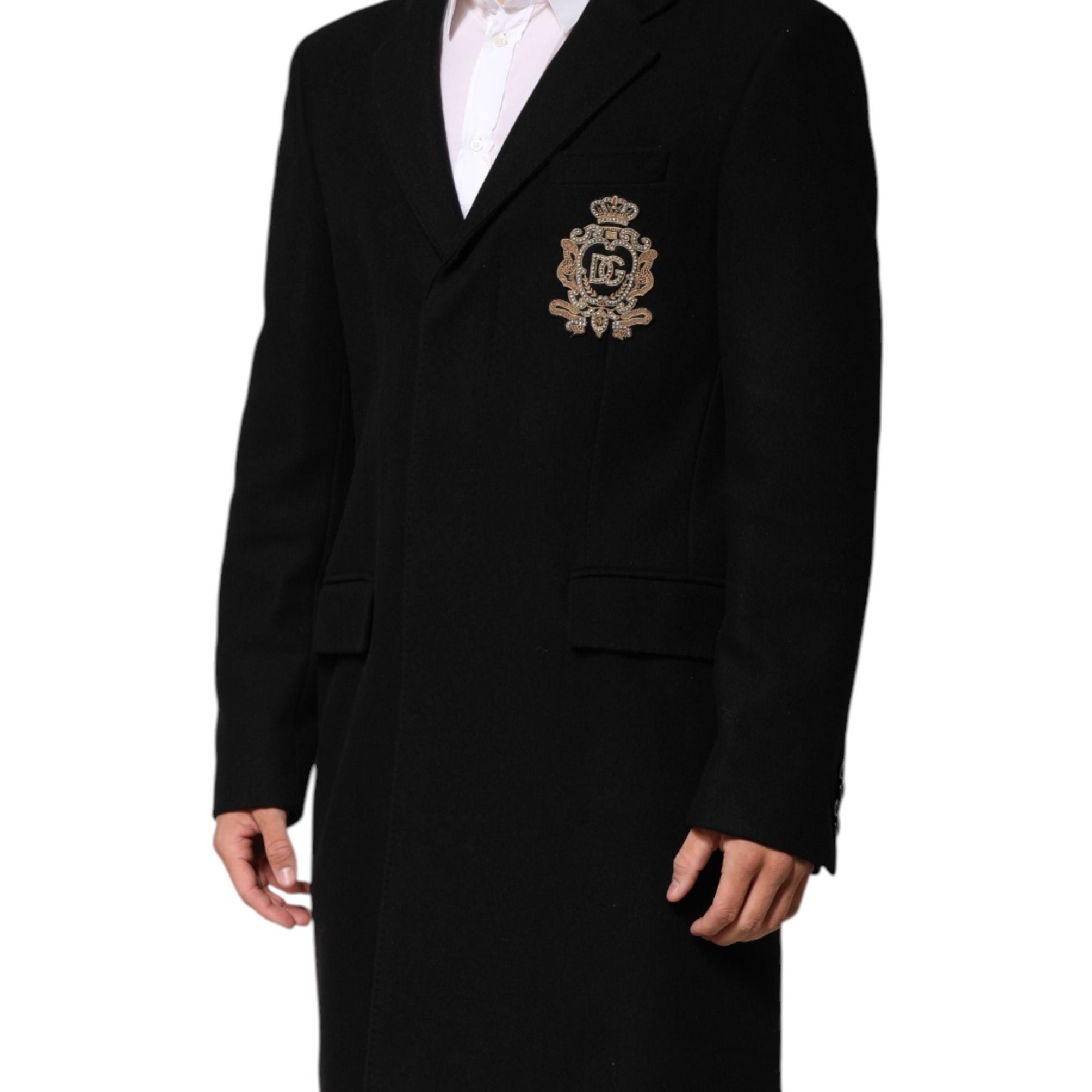 Dolce & Gabbana Black Heraldic Patch Single Breasted Jacket
