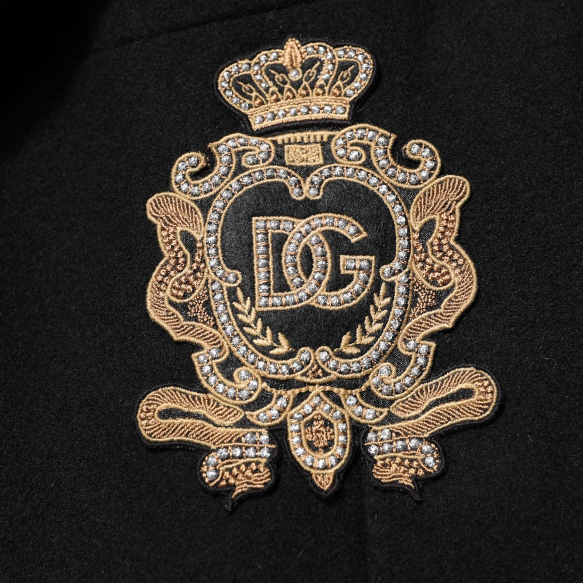 Dolce & Gabbana Black Heraldic Patch Single Breasted Jacket