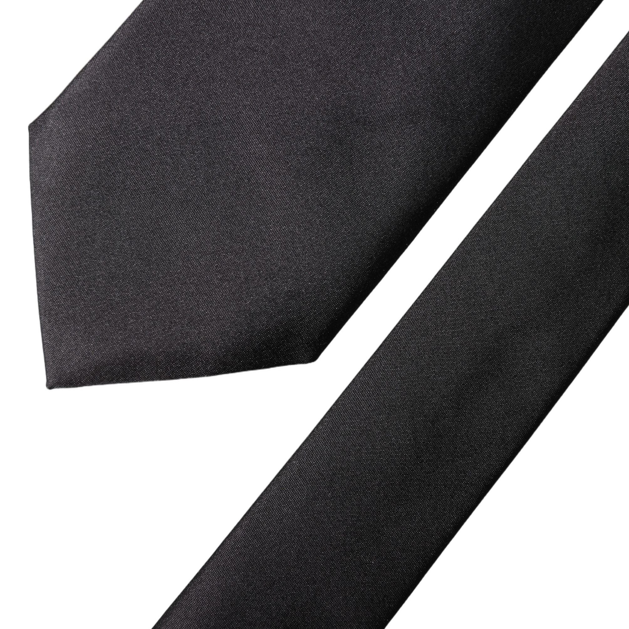 Dolce & Gabbana Black Satin 100% Silk Adjustable Women Tied Necktie Tie