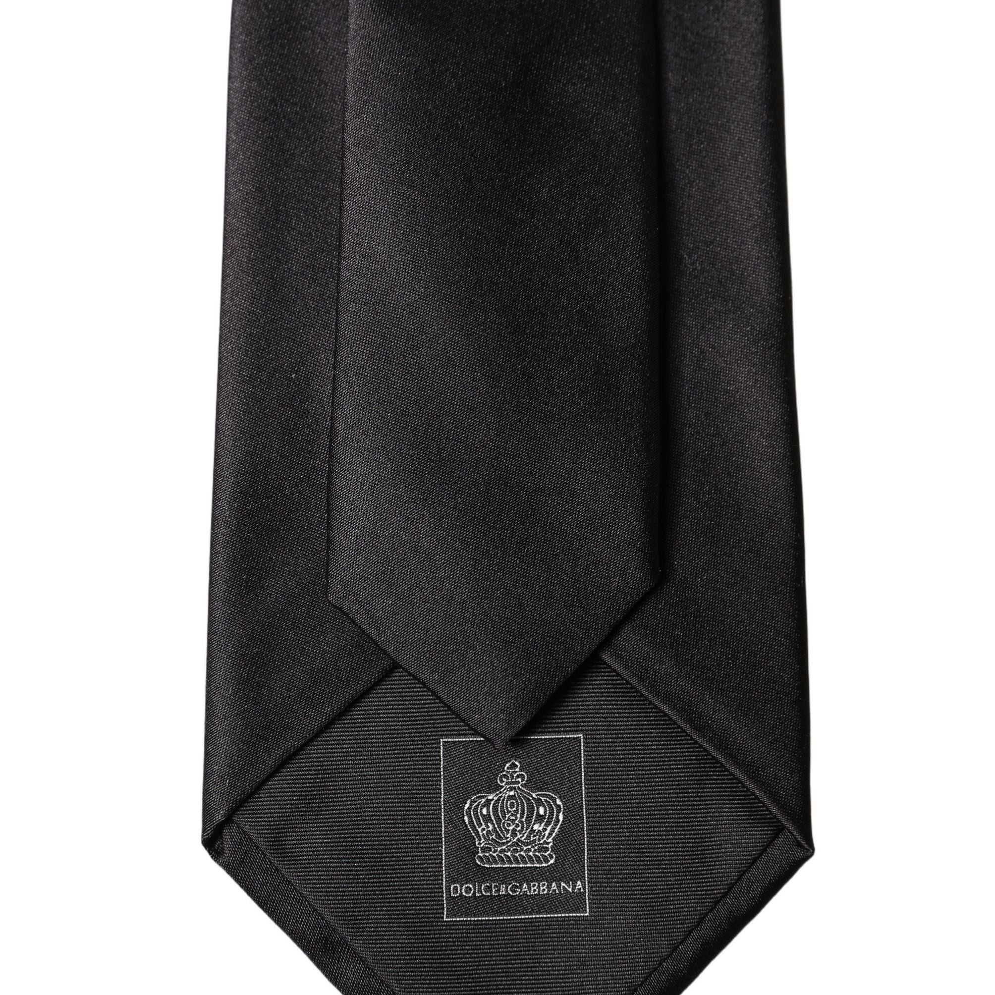 Dolce & Gabbana Black Satin 100% Silk Adjustable Women Tied Necktie Tie