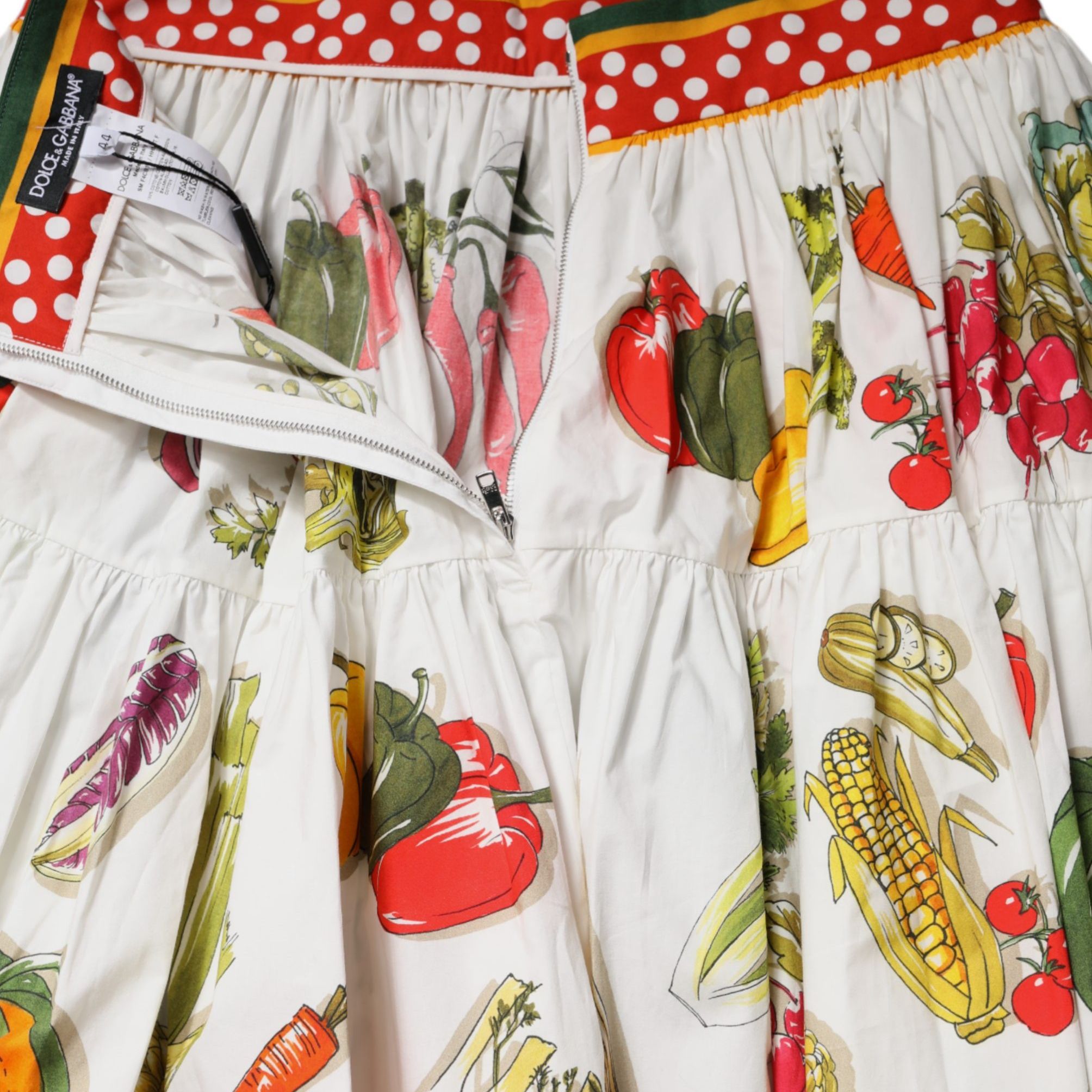 Dolce & Gabbana Multicolor Vegetable Print Short Poplin Mini Skirt