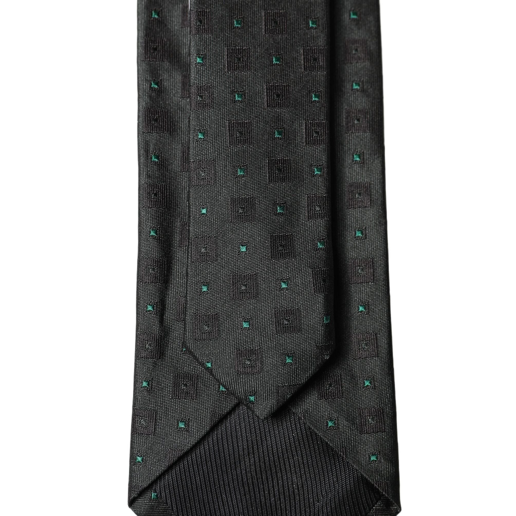 Dolce & Gabbana Black Geometric Silk Adjustable Men Tied Necktie Tie