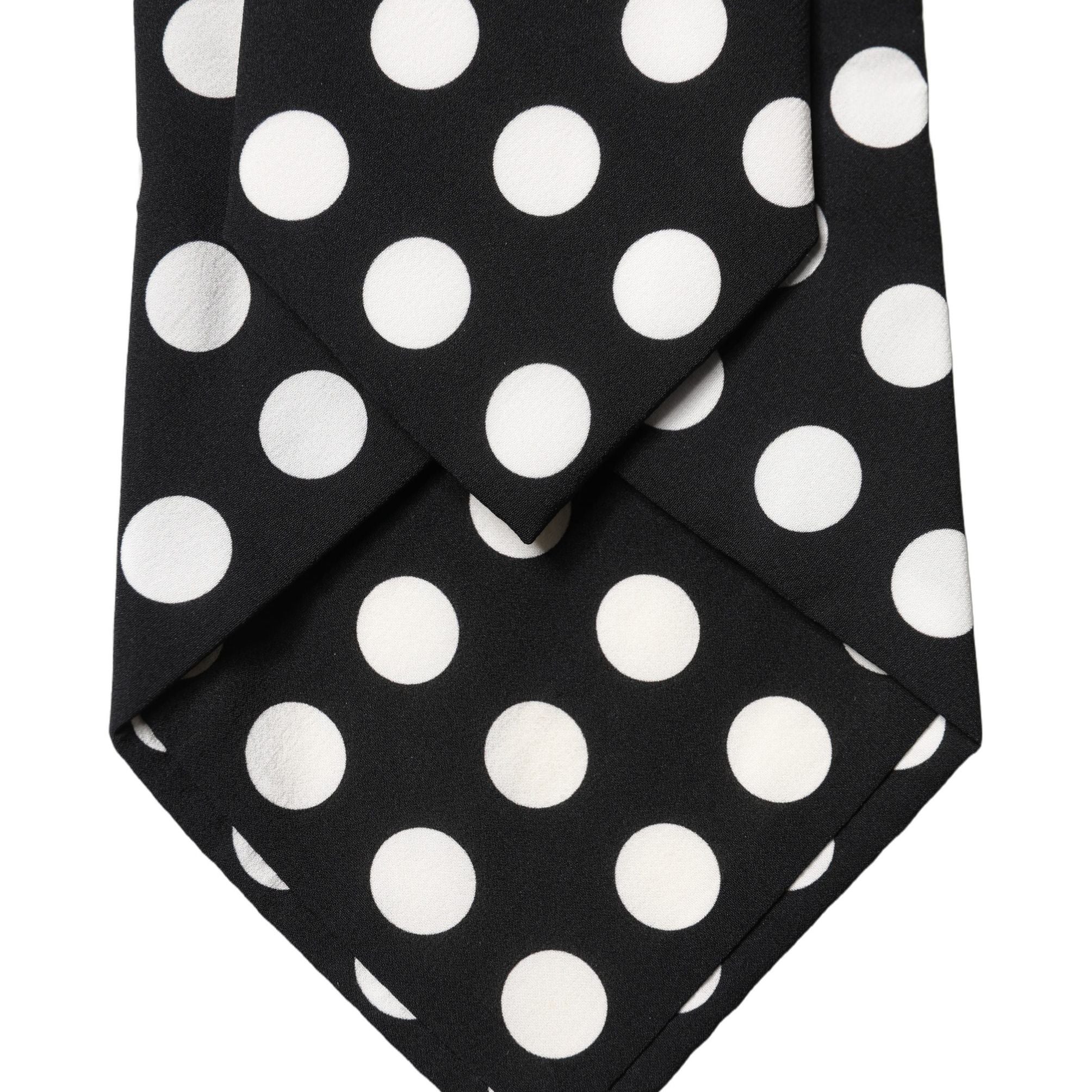Dolce & Gabbana Black White Polka Dot Silk Adjustable Women Necktie Tie