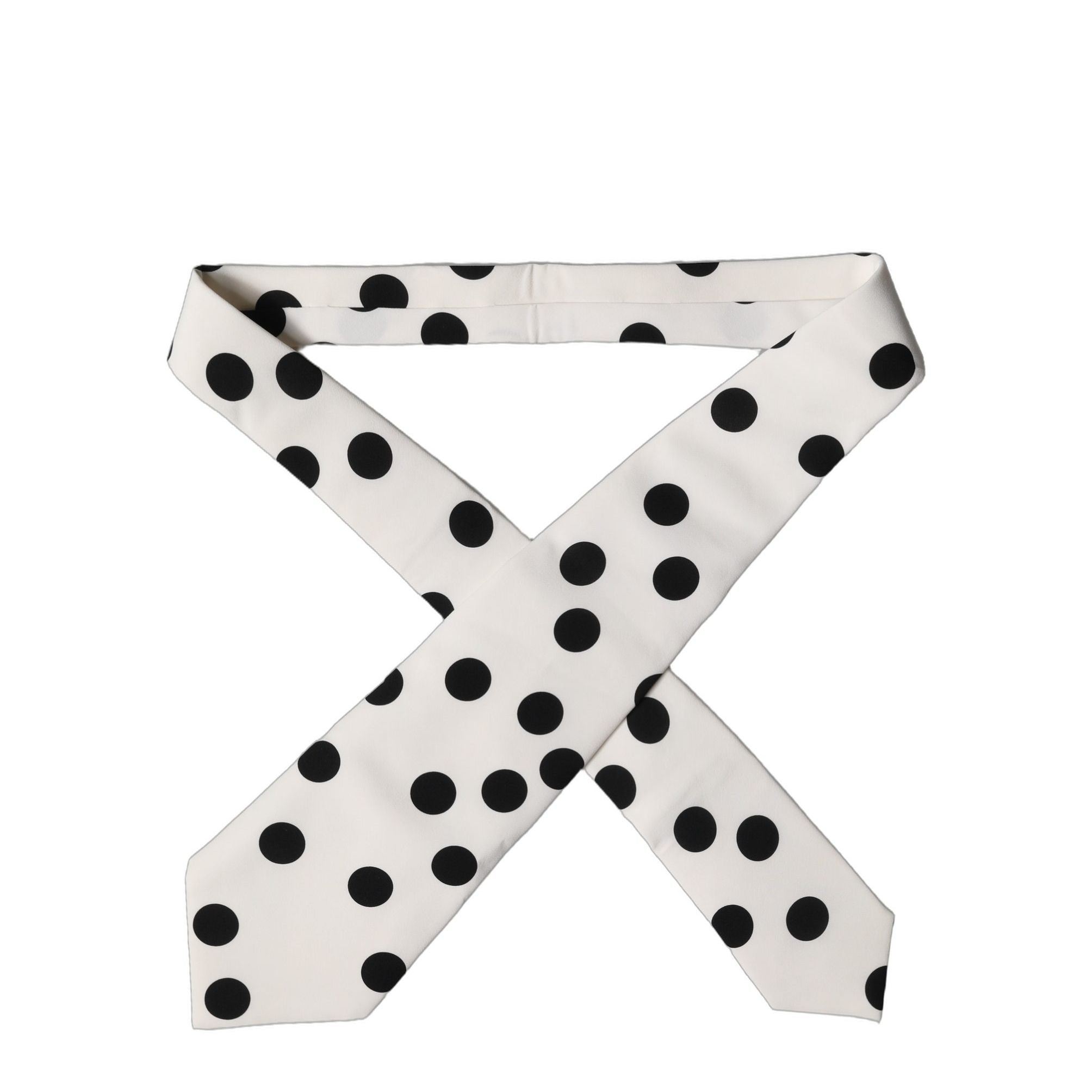 Dolce & Gabbana White Black Polka Dot Silk Adjustable Women Necktie Tie