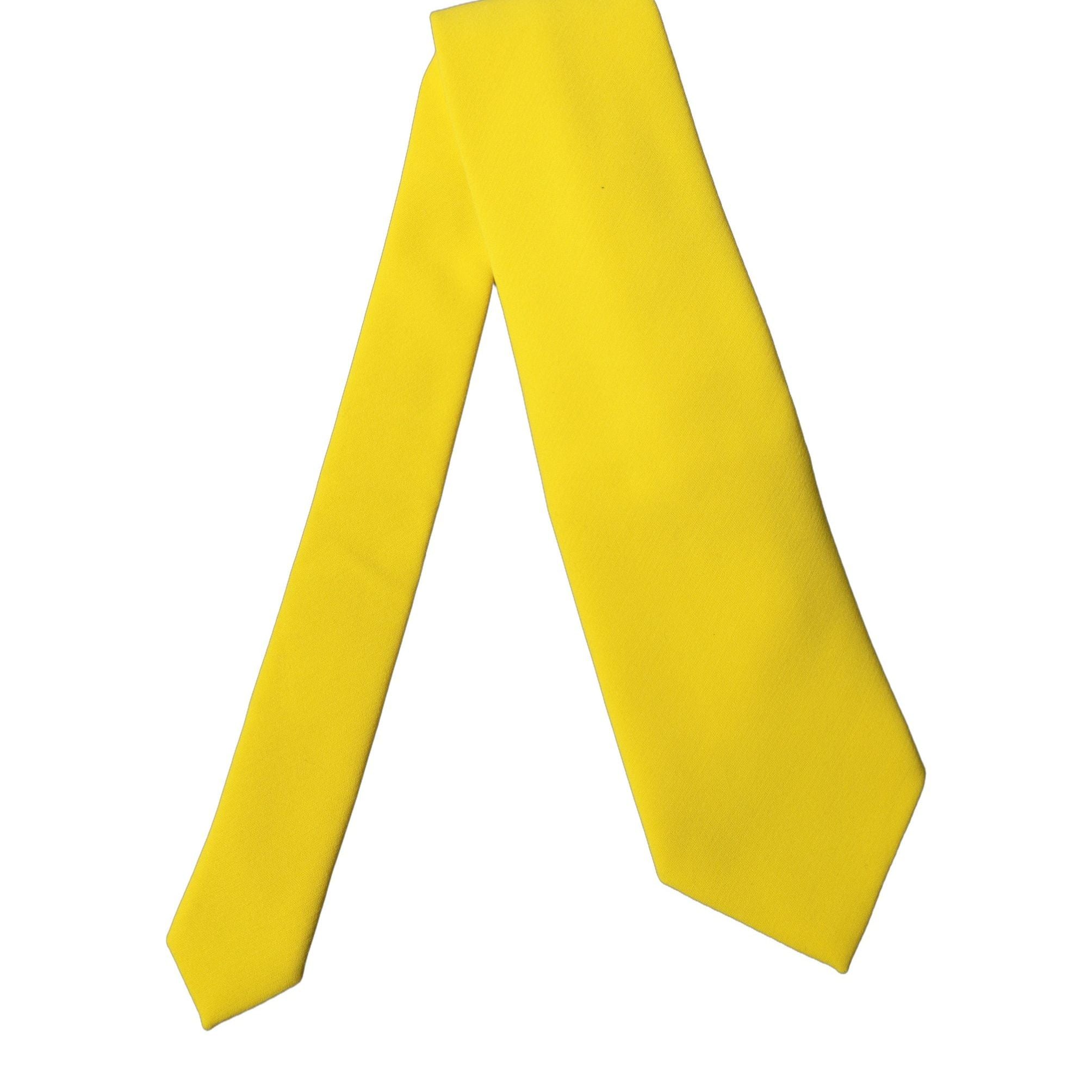 Dolce & Gabbana Yellow Solid Polyester Adjustable Women Tied Necktie Tie