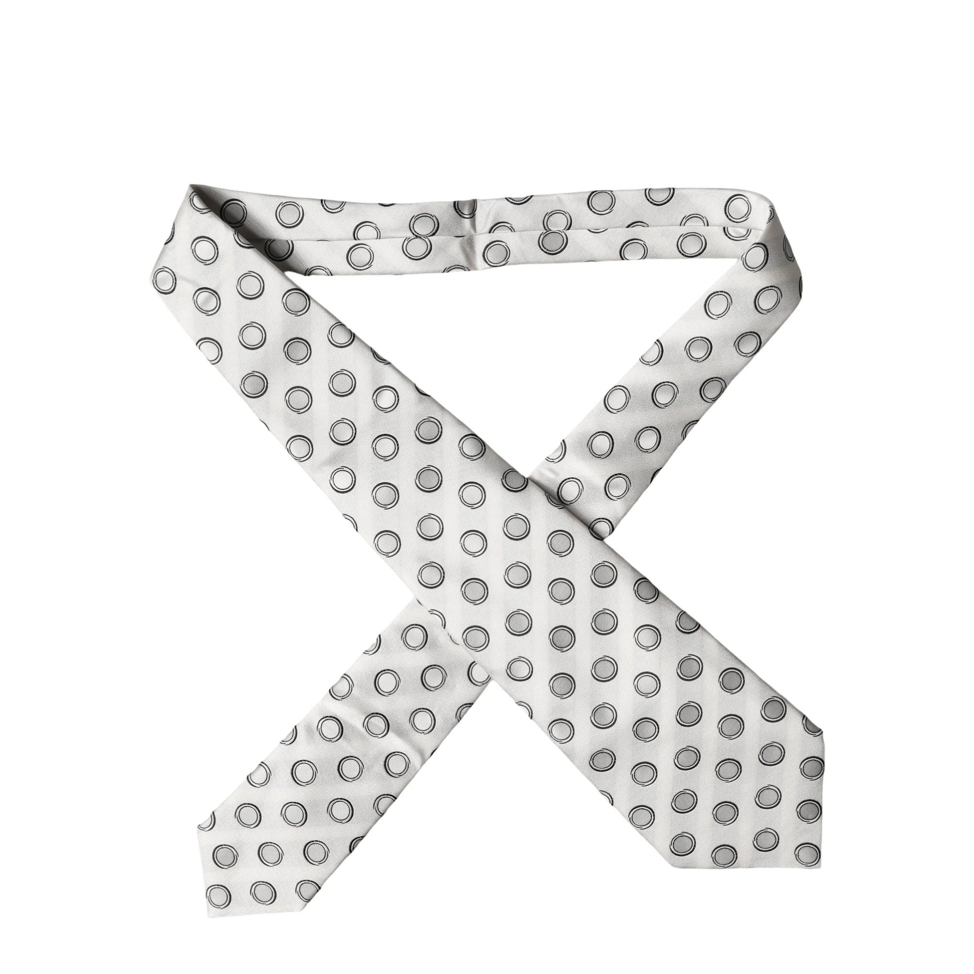 Dolce & Gabbana White Gray Polka Dot Silk Adjustable Women Necktie Tie