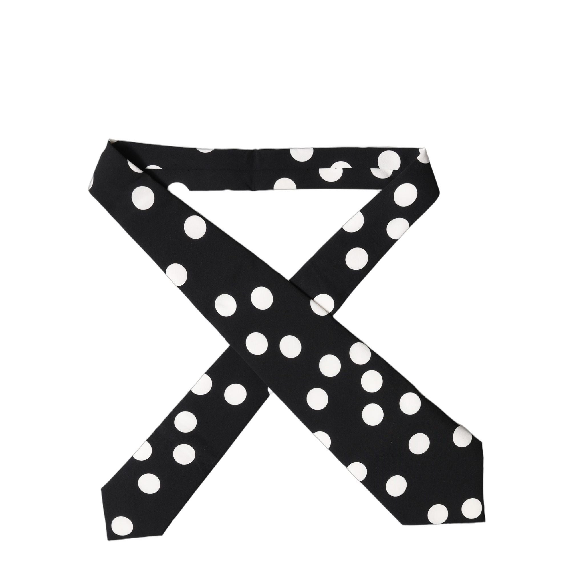 Dolce & Gabbana Black White Polka Dot Silk Adjustable Women Necktie Tie