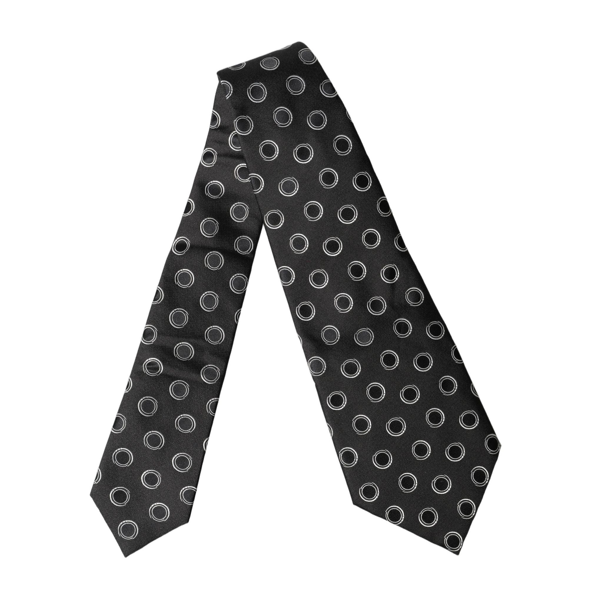 Dolce & Gabbana Black White Polka Dot Silk Adjustable Women Necktie Tie