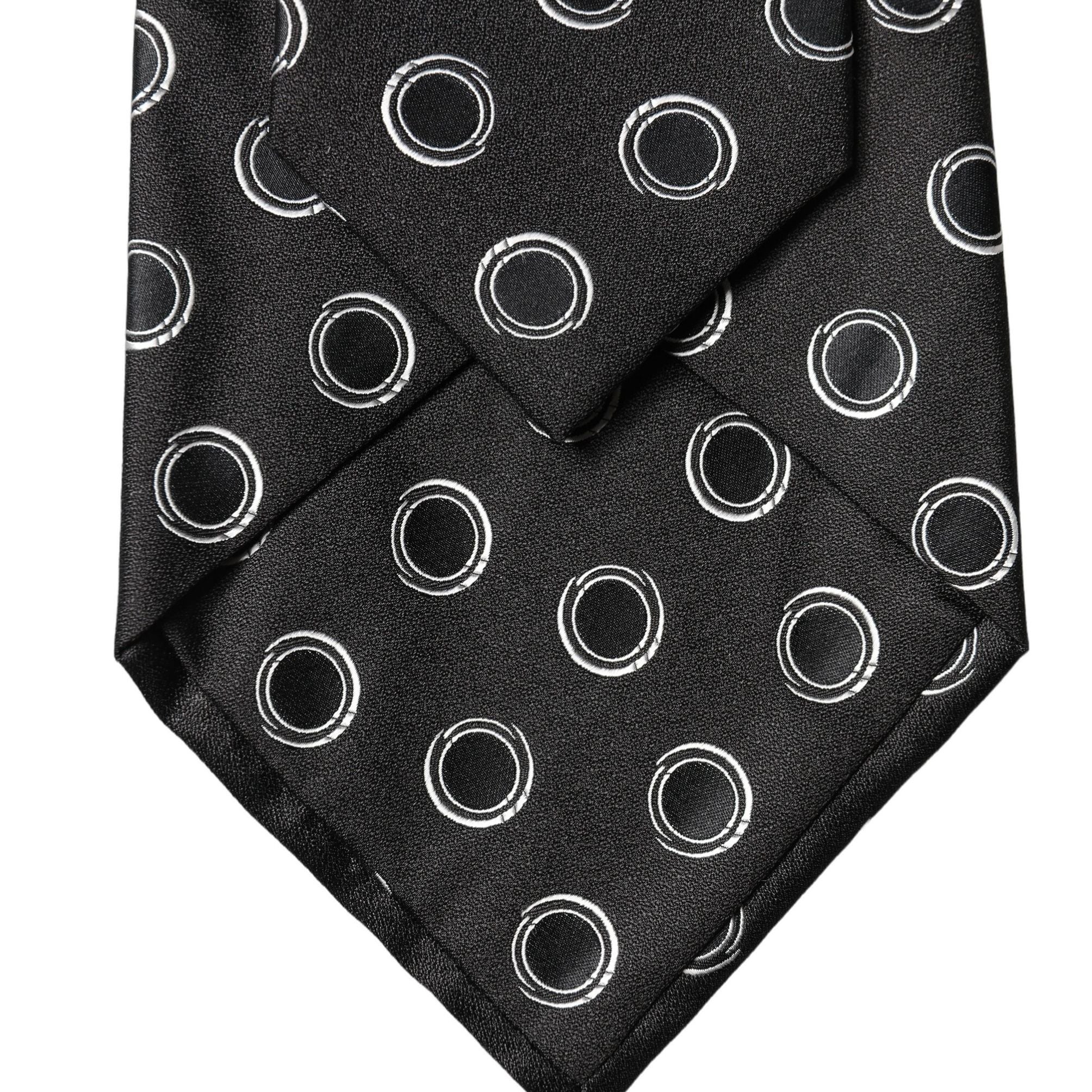 Dolce & Gabbana Black White Polka Dot Silk Adjustable Women Necktie Tie