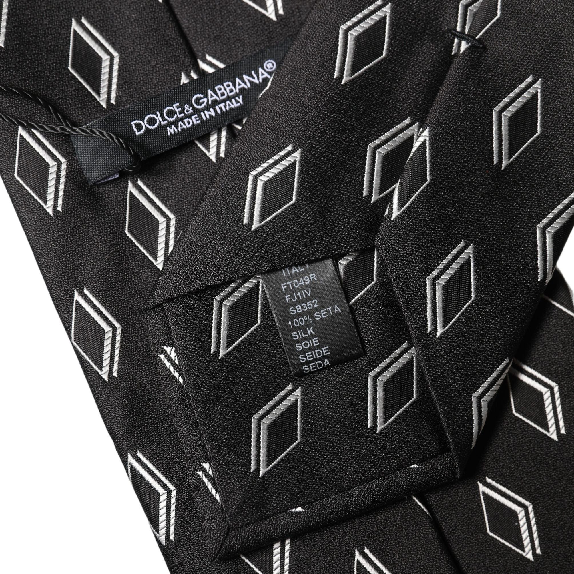 Dolce & Gabbana Black Patterned Silk Adjustable Women Tied Necktie Tie