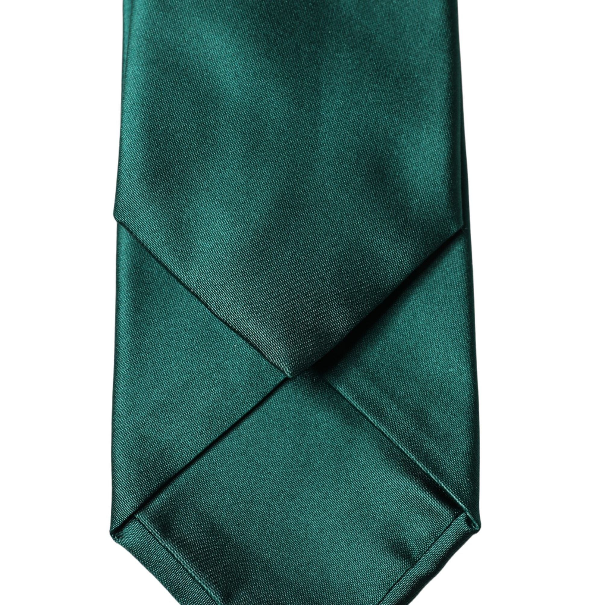 Dolce & Gabbana Dark Green Satin Silk Adjustable Women Tied Necktie Tie