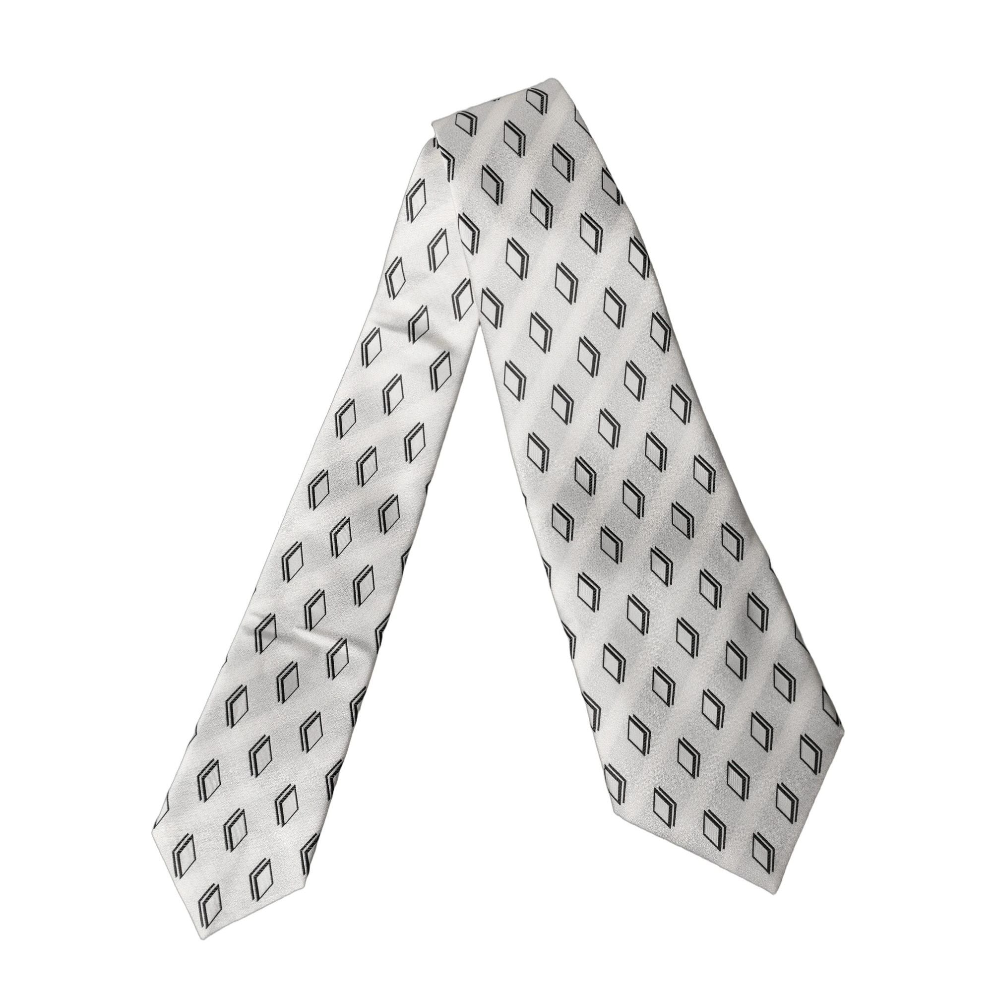 Dolce & Gabbana White Patterned Silk Adjustable Women Tied Necktie Tie