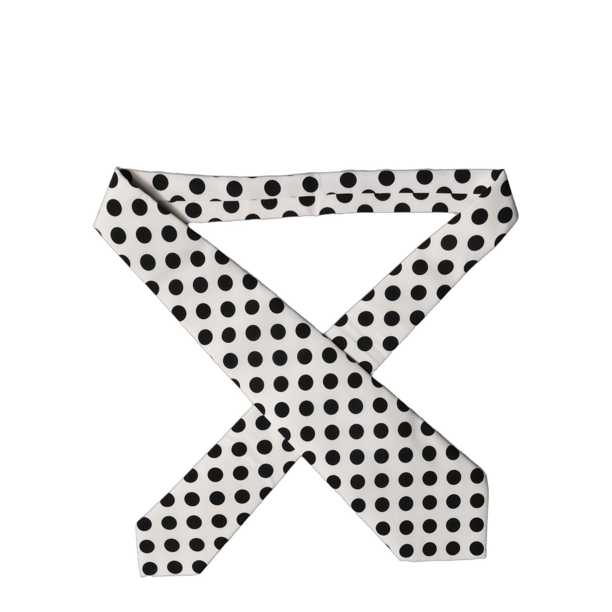 Dolce & Gabbana White Black Polka Dot Silk Adjustable Women Necktie Tie