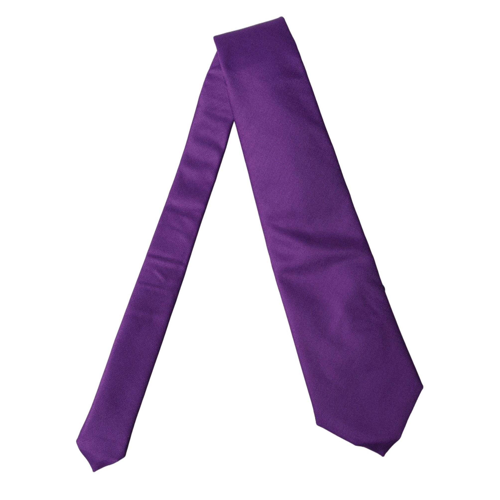 Dolce & Gabbana Purple Polyester Satin Adjustable Women Tied Necktie Tie