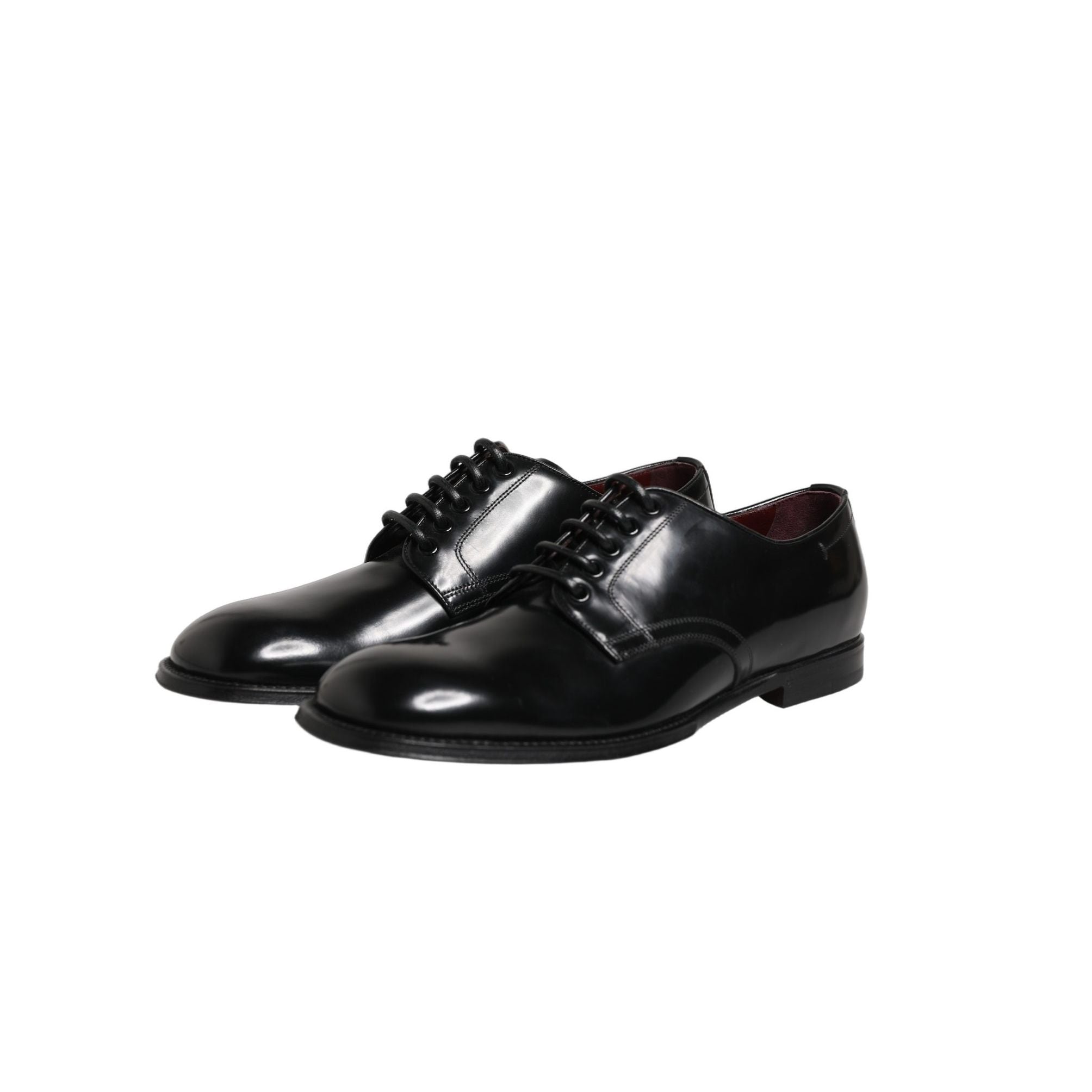 Dolce & Gabbana Black Calfskin Leather Derby Men Dress Shoes