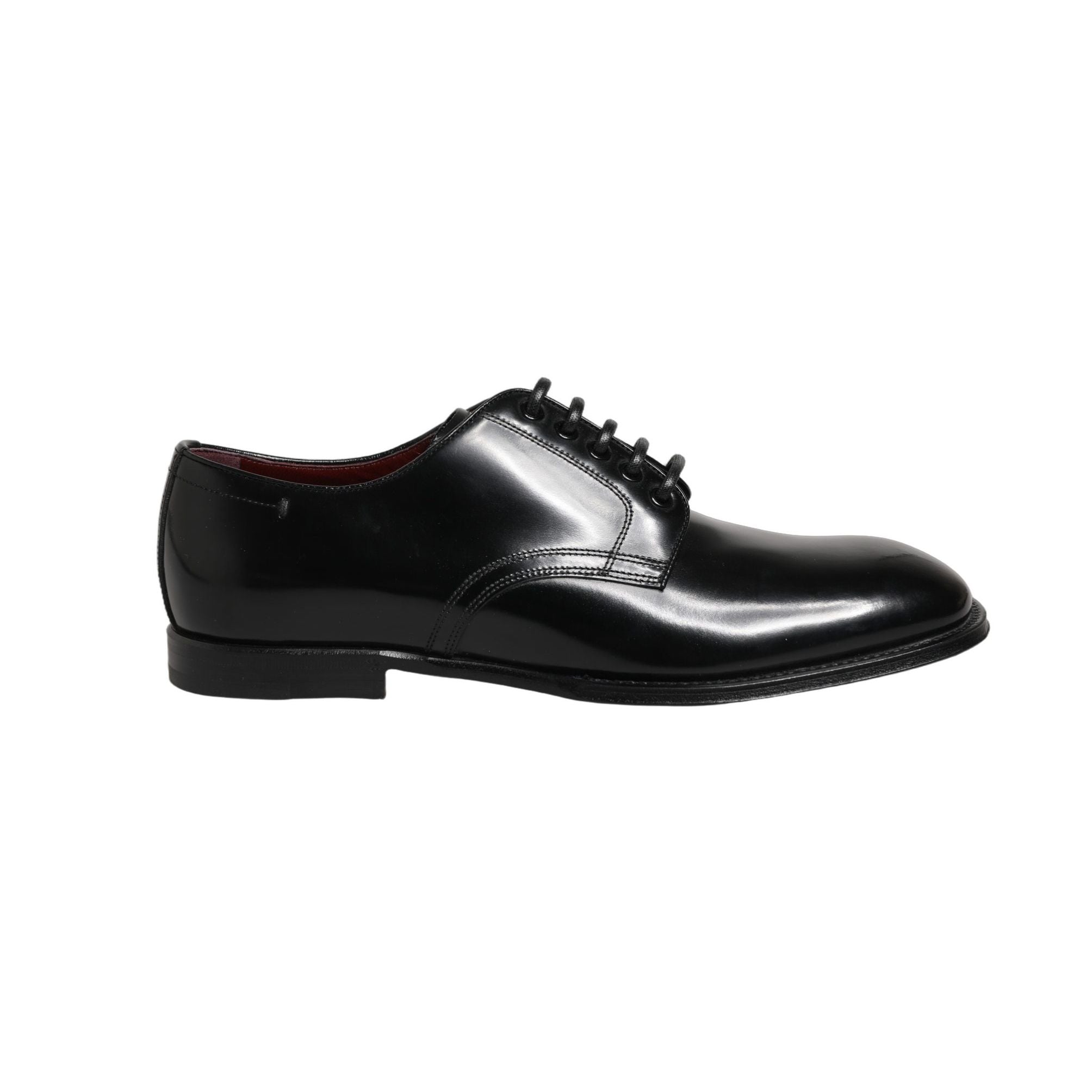 Dolce & Gabbana Black Calfskin Leather Derby Men Dress Shoes