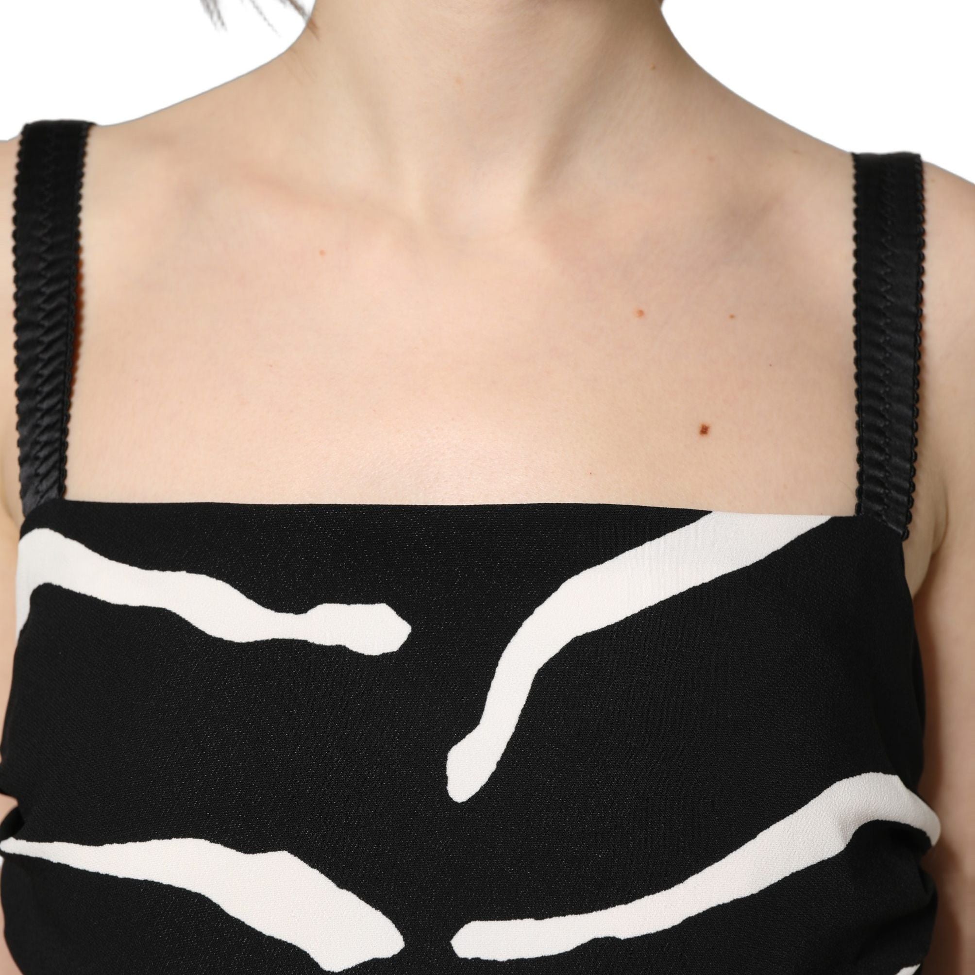 Dolce & Gabbana Black White Zebra Cady Calf Length Dress