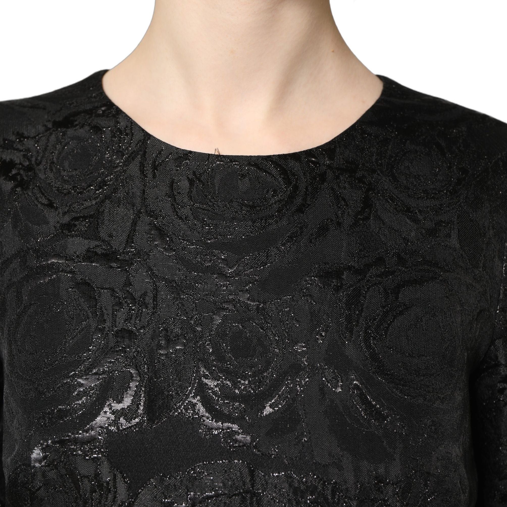 Dolce & Gabbana Black Floral Jacquard Flared A-line Dress