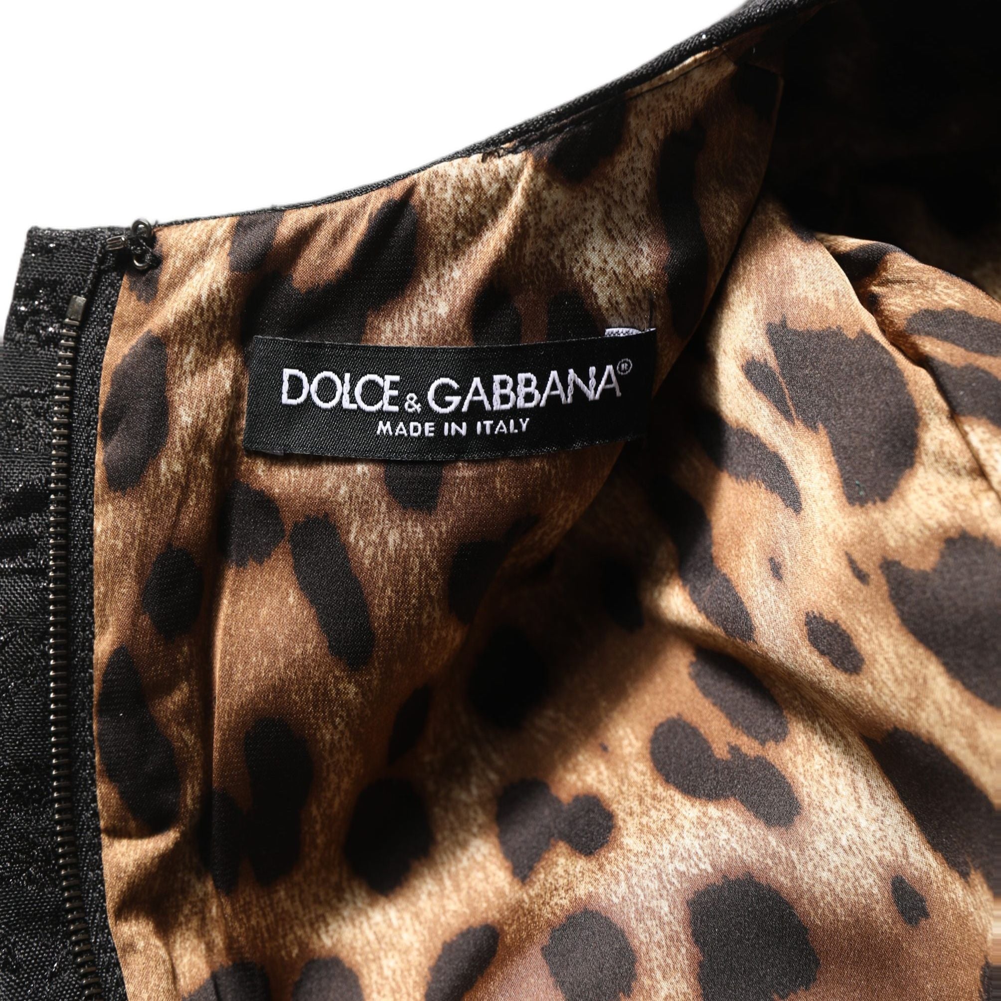 Dolce & Gabbana Black Floral Jacquard Flared A-line Dress