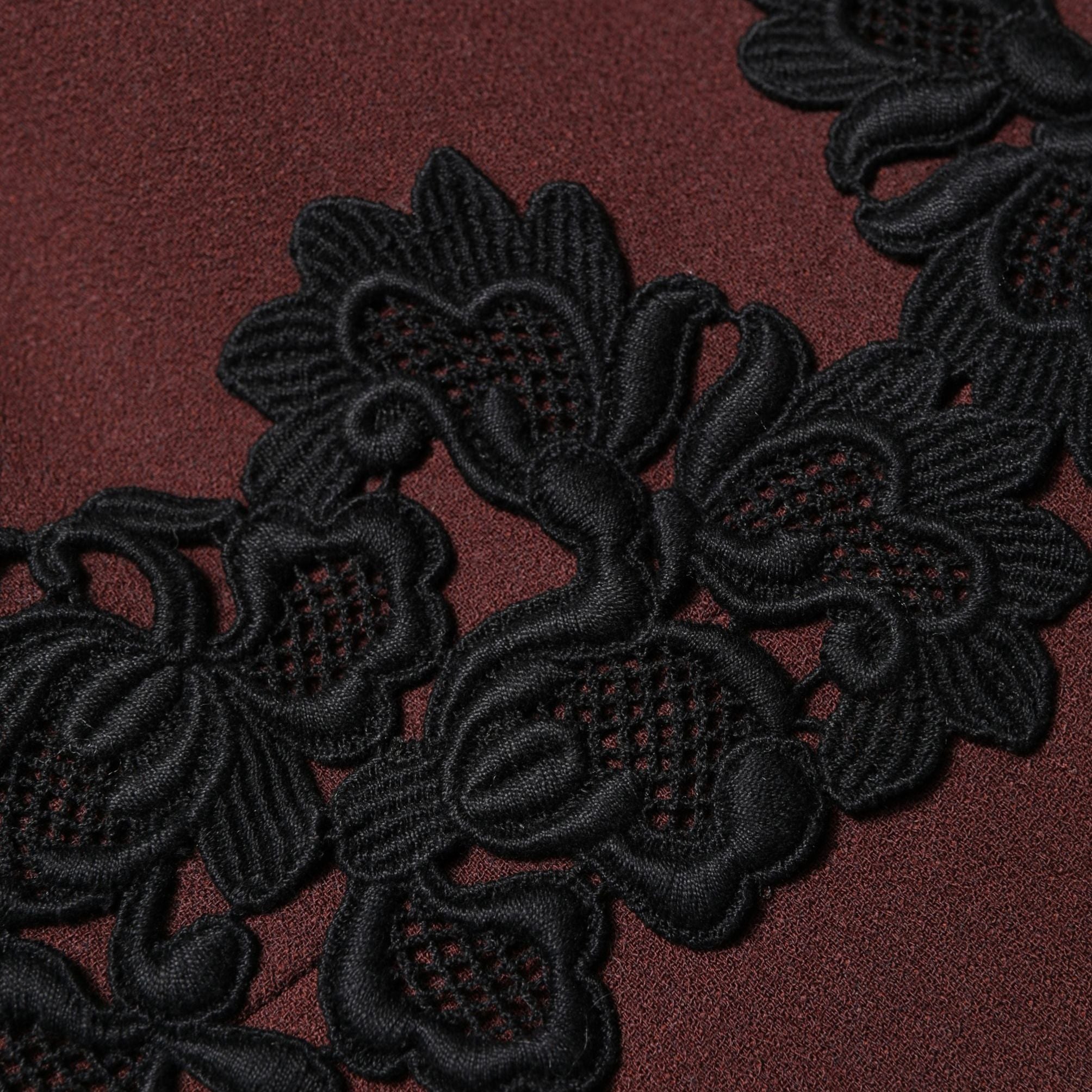 Dolce & Gabbana Maroon Lace Sleeveless Knee Length Dress