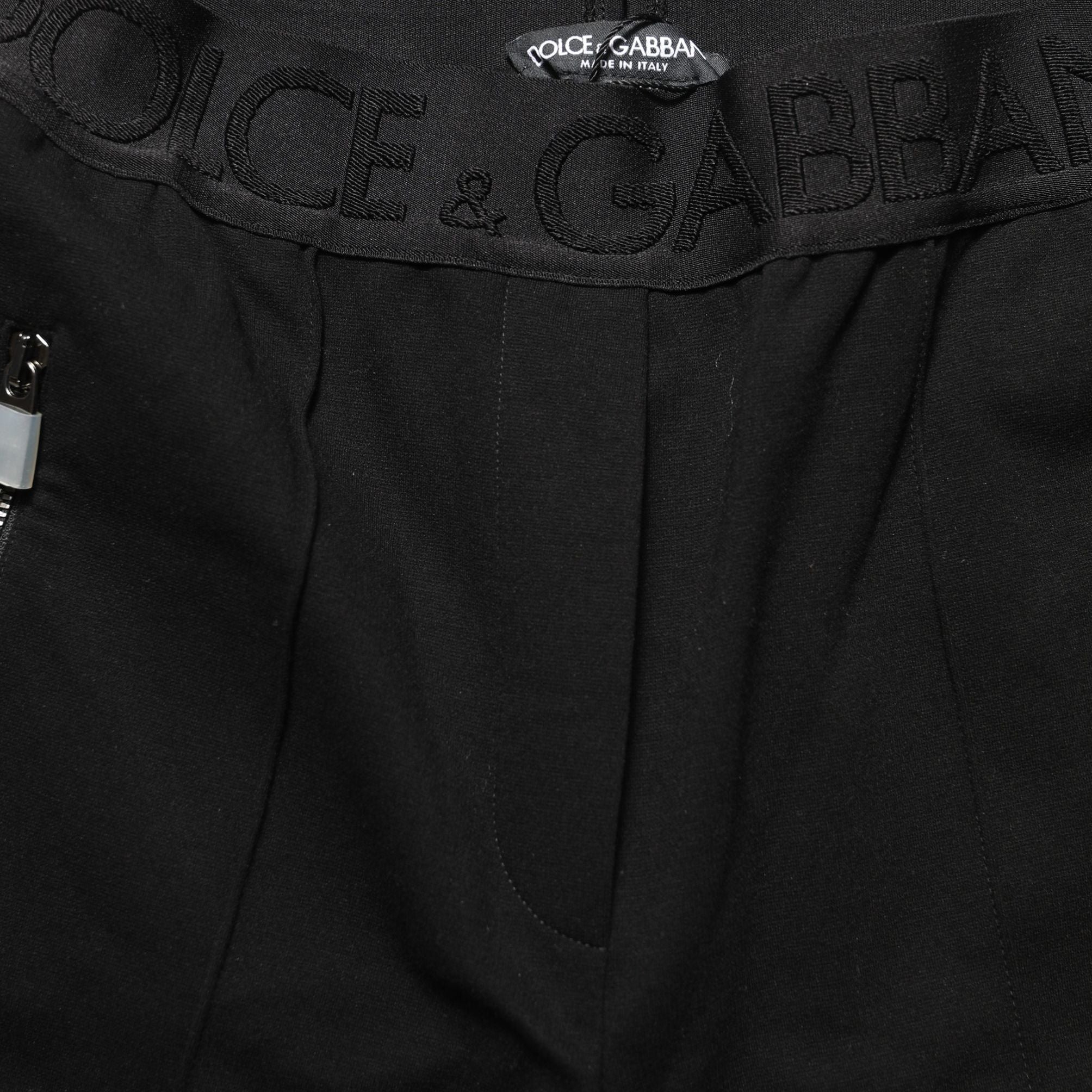 Dolce & Gabbana Black Viscose Mid Waist Skinny Trouser Pants
