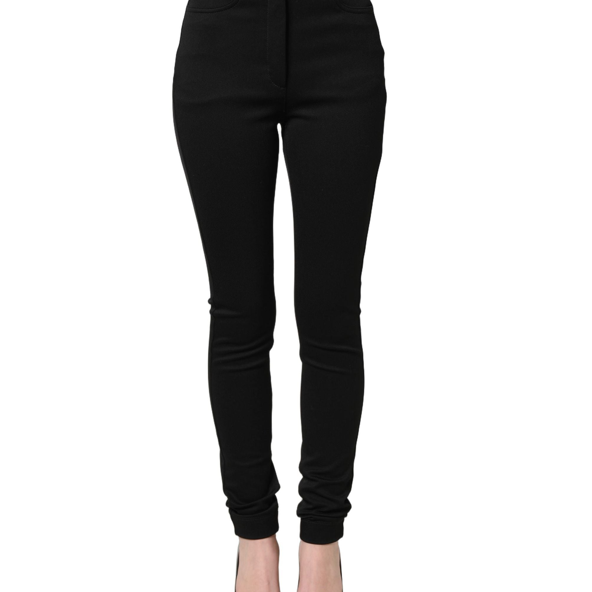 Dolce & Gabbana Black Nylon Stretch Skinny High Waist Pants