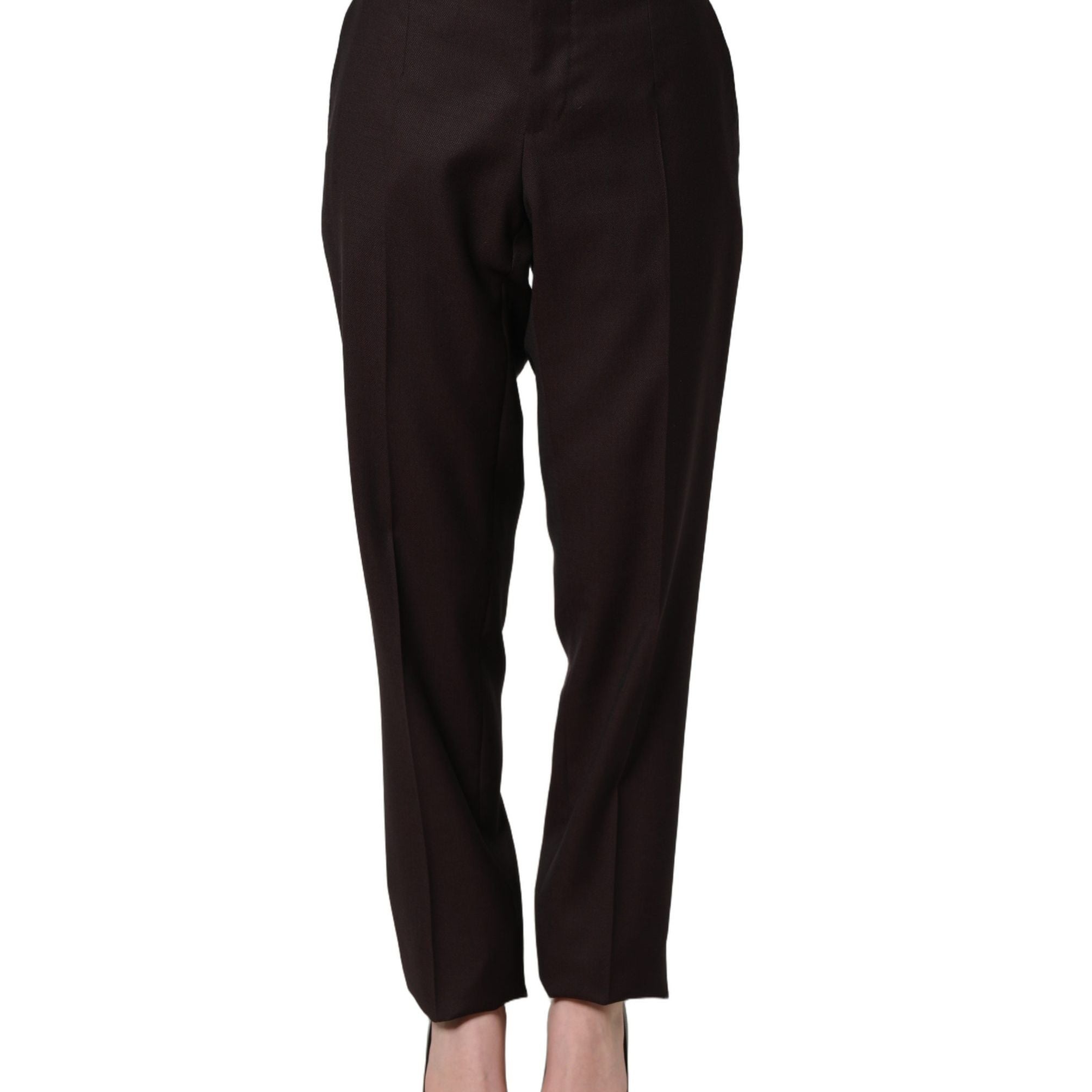 Dolce & Gabbana Brown Straight Leg Dress Silk Trousers Pants