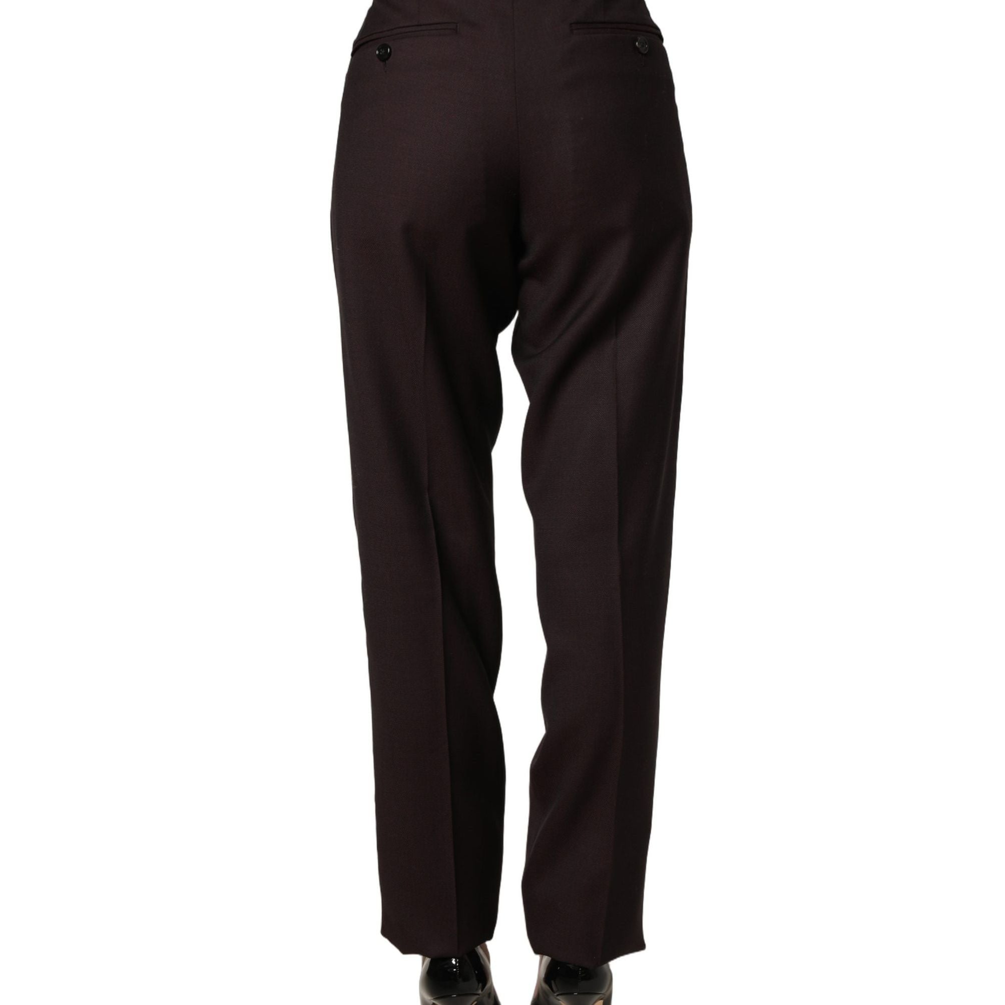 Dolce & Gabbana Brown Straight Leg Dress Silk Trousers Pants