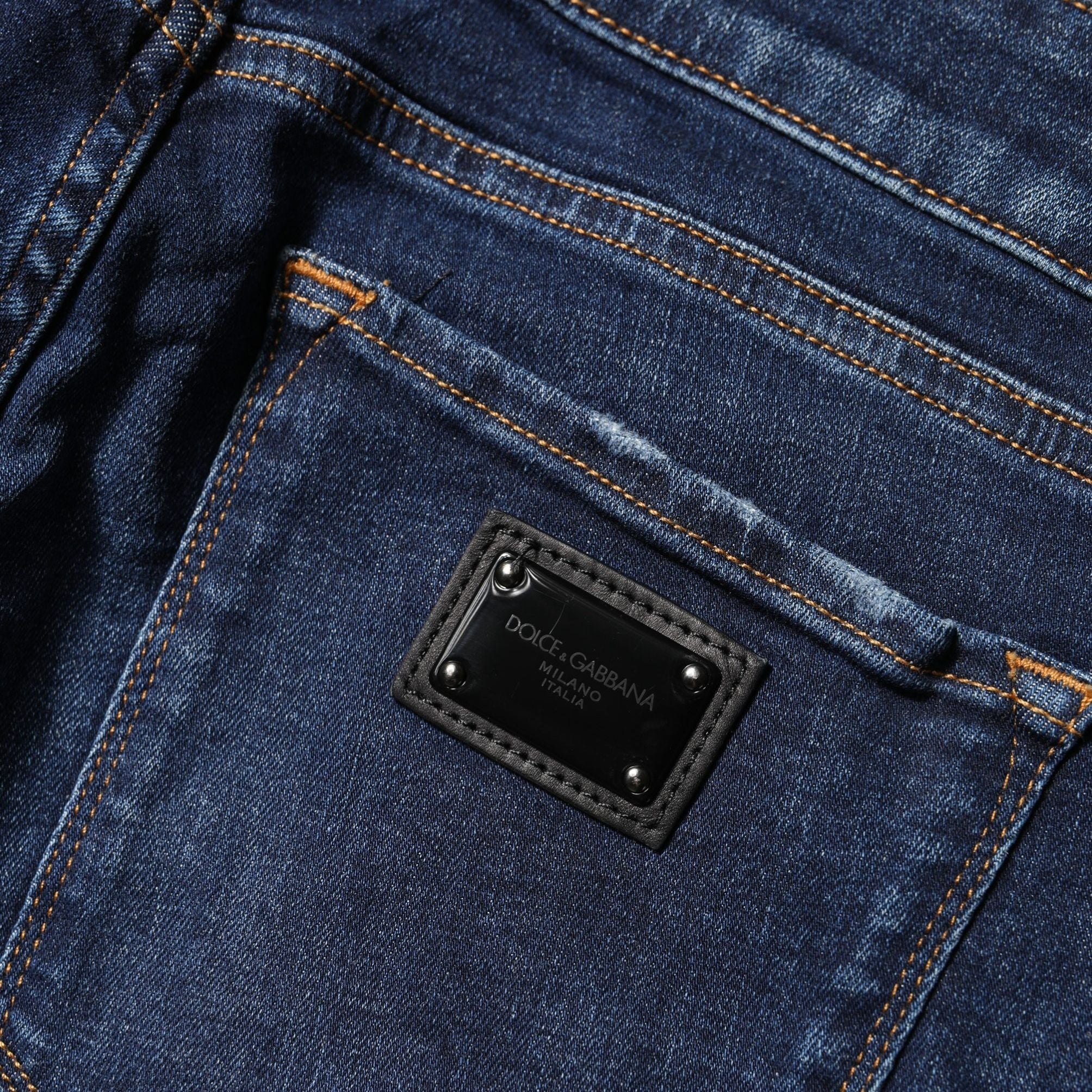 Dolce & Gabbana Blue Distressed Skinny Cotton Denim Jeans