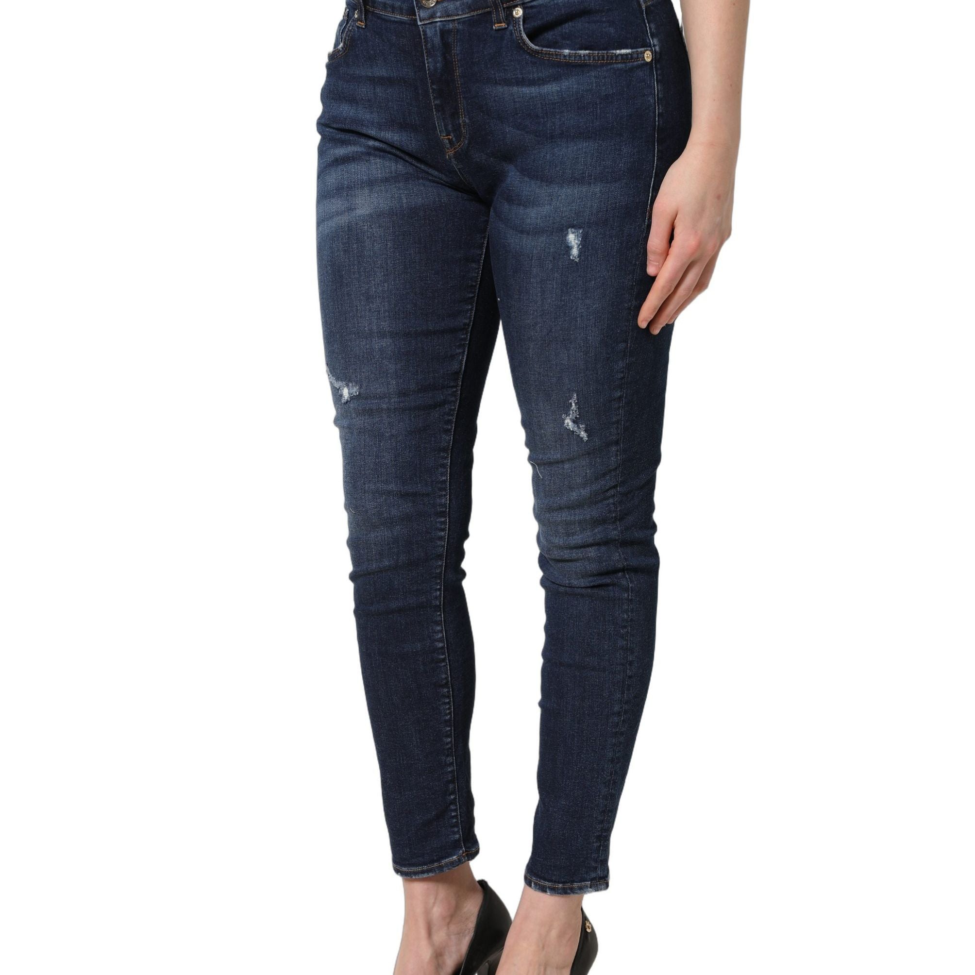 Dolce & Gabbana Blue Distressed Skinny Cotton Denim Jeans