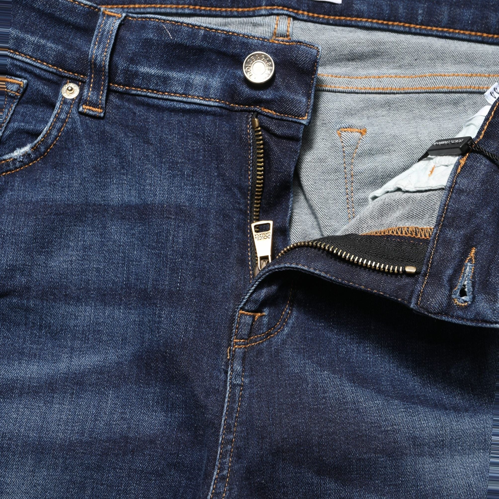 Dolce & Gabbana Blue Distressed Skinny Cotton Denim Jeans