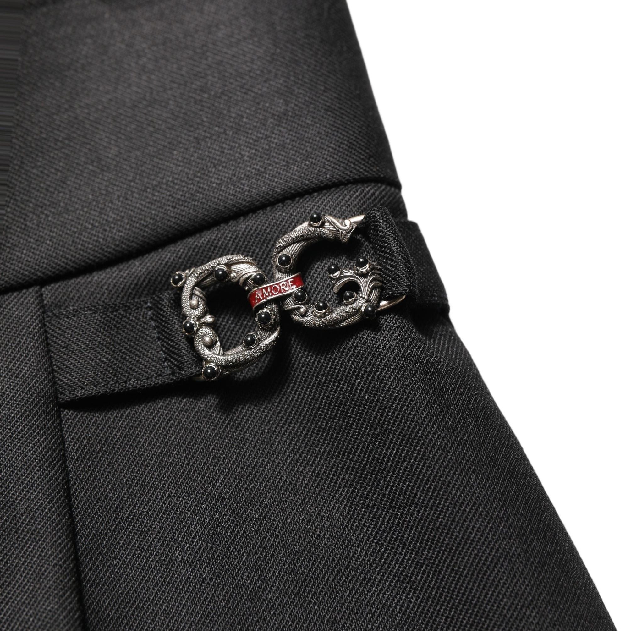 Dolce & Gabbana Black Wool High Waisted Logo Trouser Pants