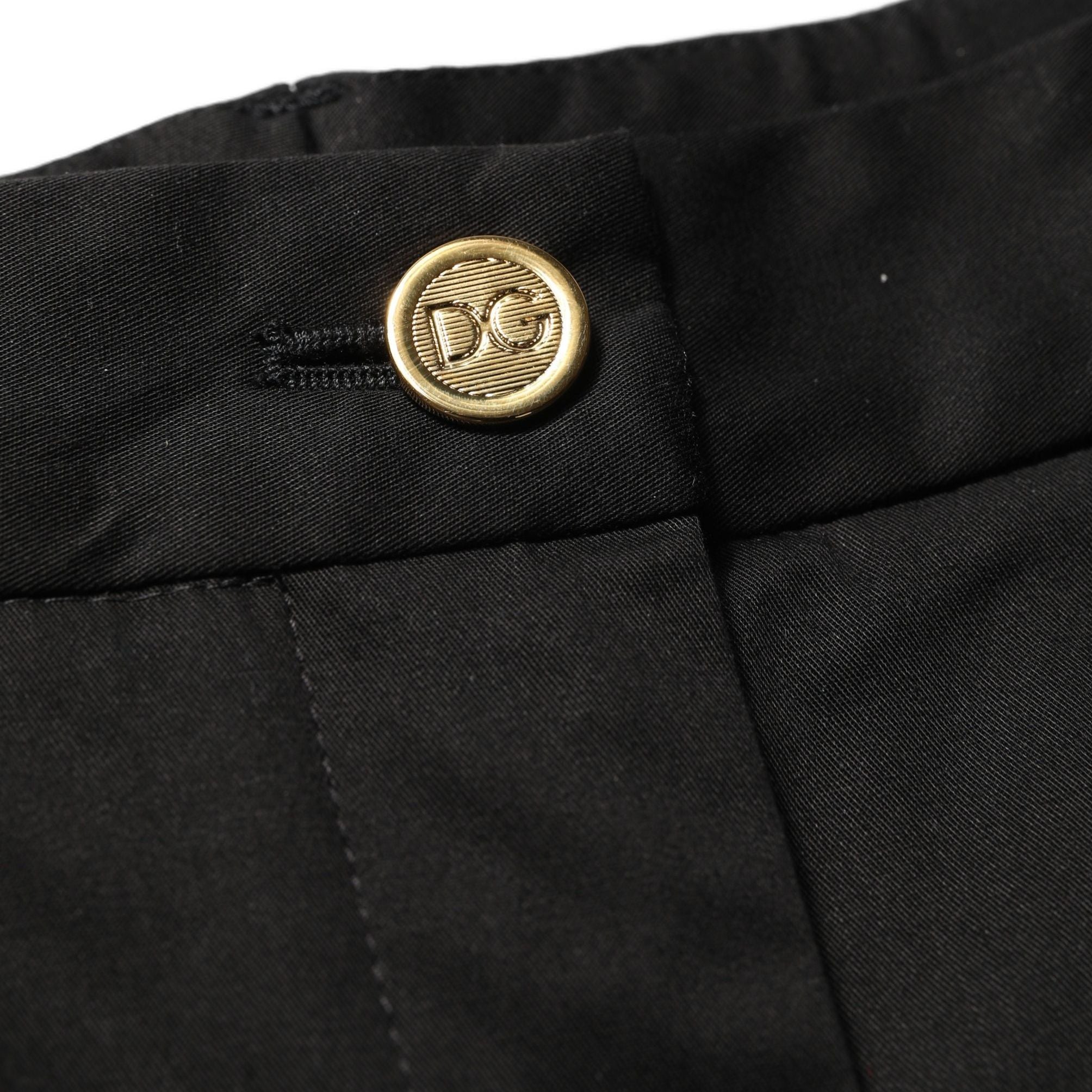 Dolce & Gabbana Black Tapered Leg Dress Cotton Trousers Pants