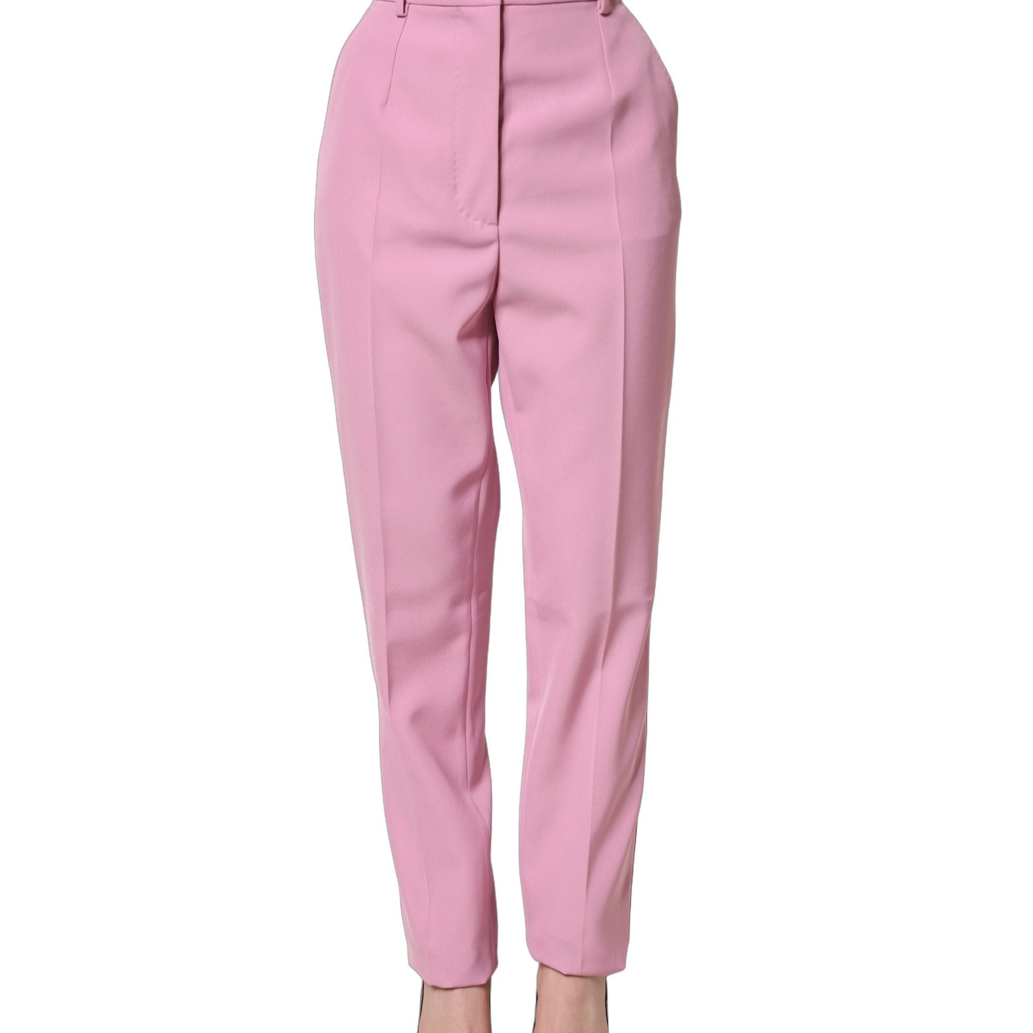 Dolce & Gabbana Pink High Waisted Polyester Trouser Pants