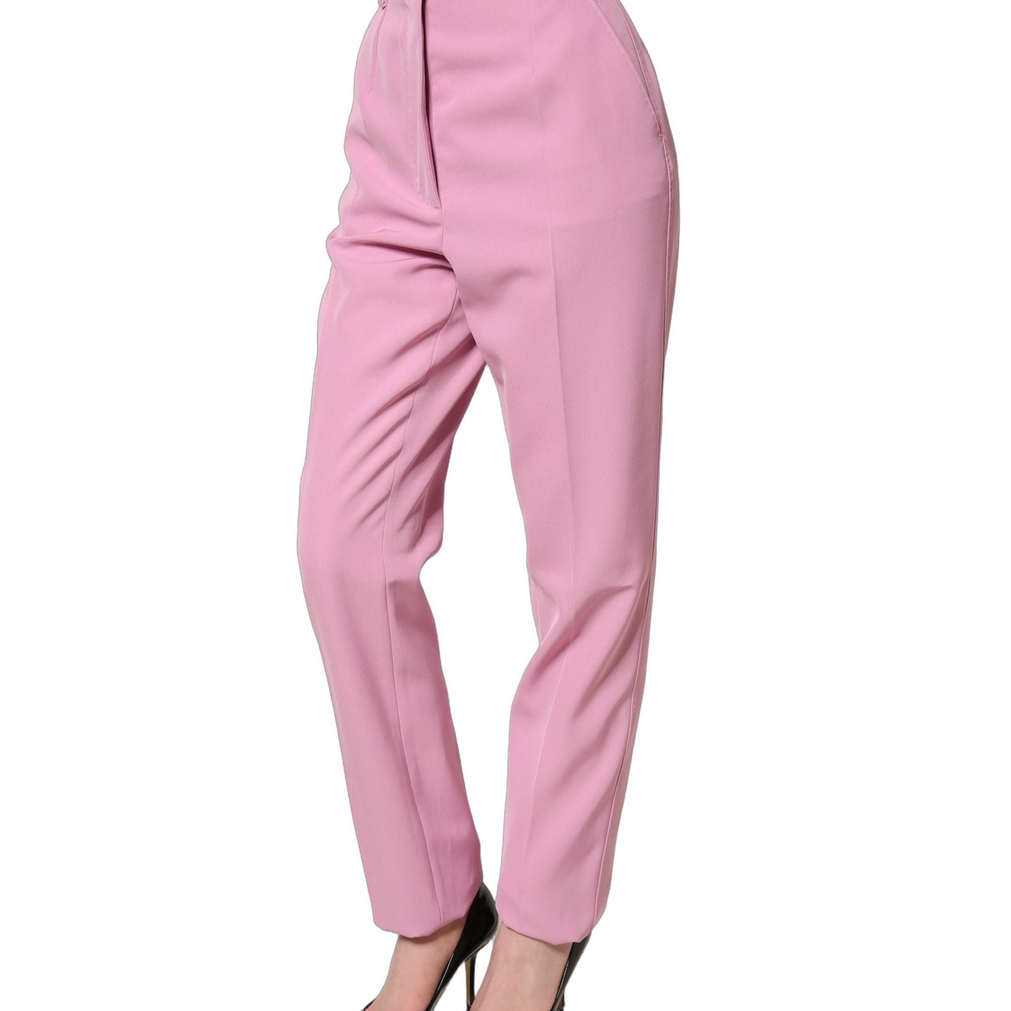 Dolce & Gabbana Pink High Waisted Polyester Trouser Pants