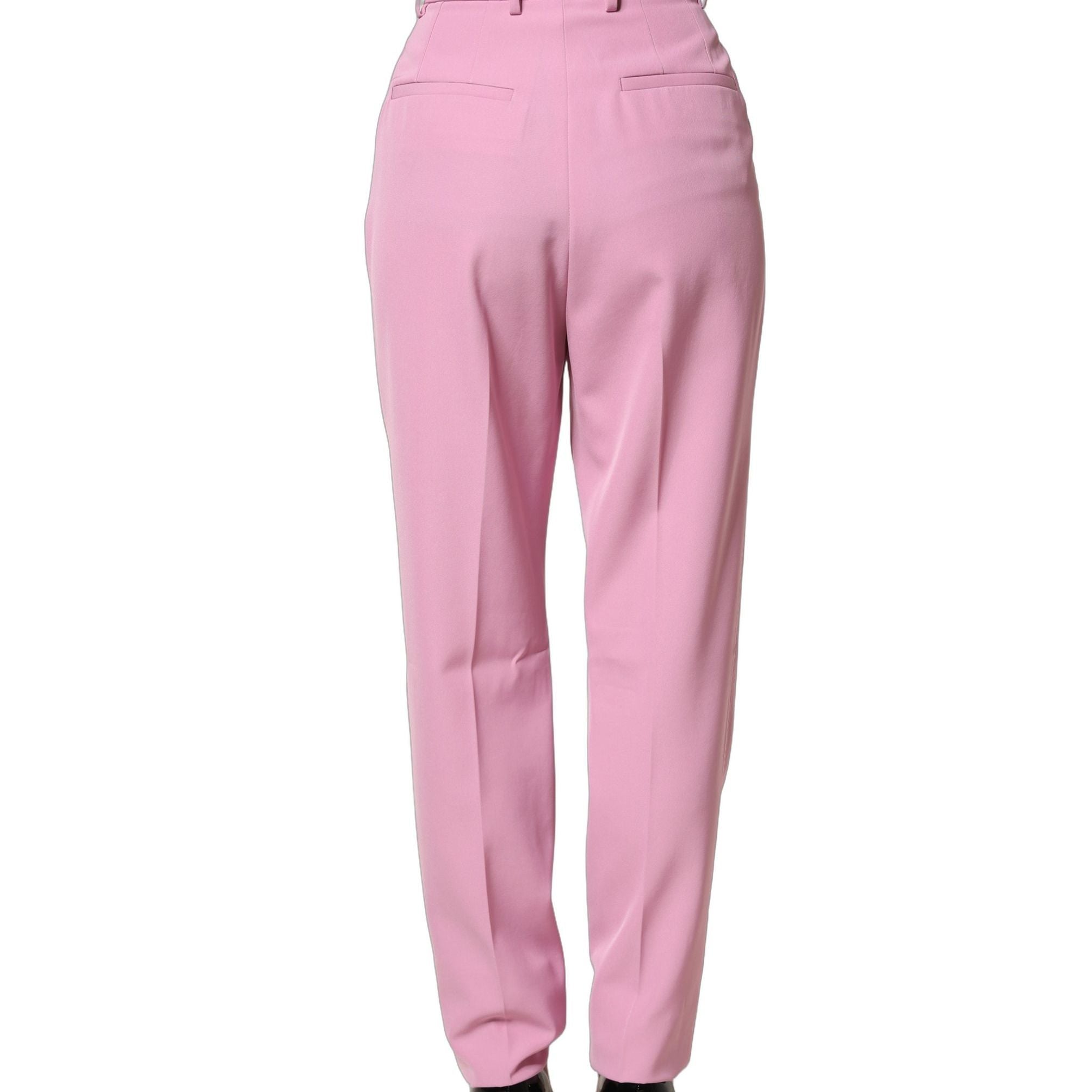 Dolce & Gabbana Pink High Waisted Polyester Trouser Pants