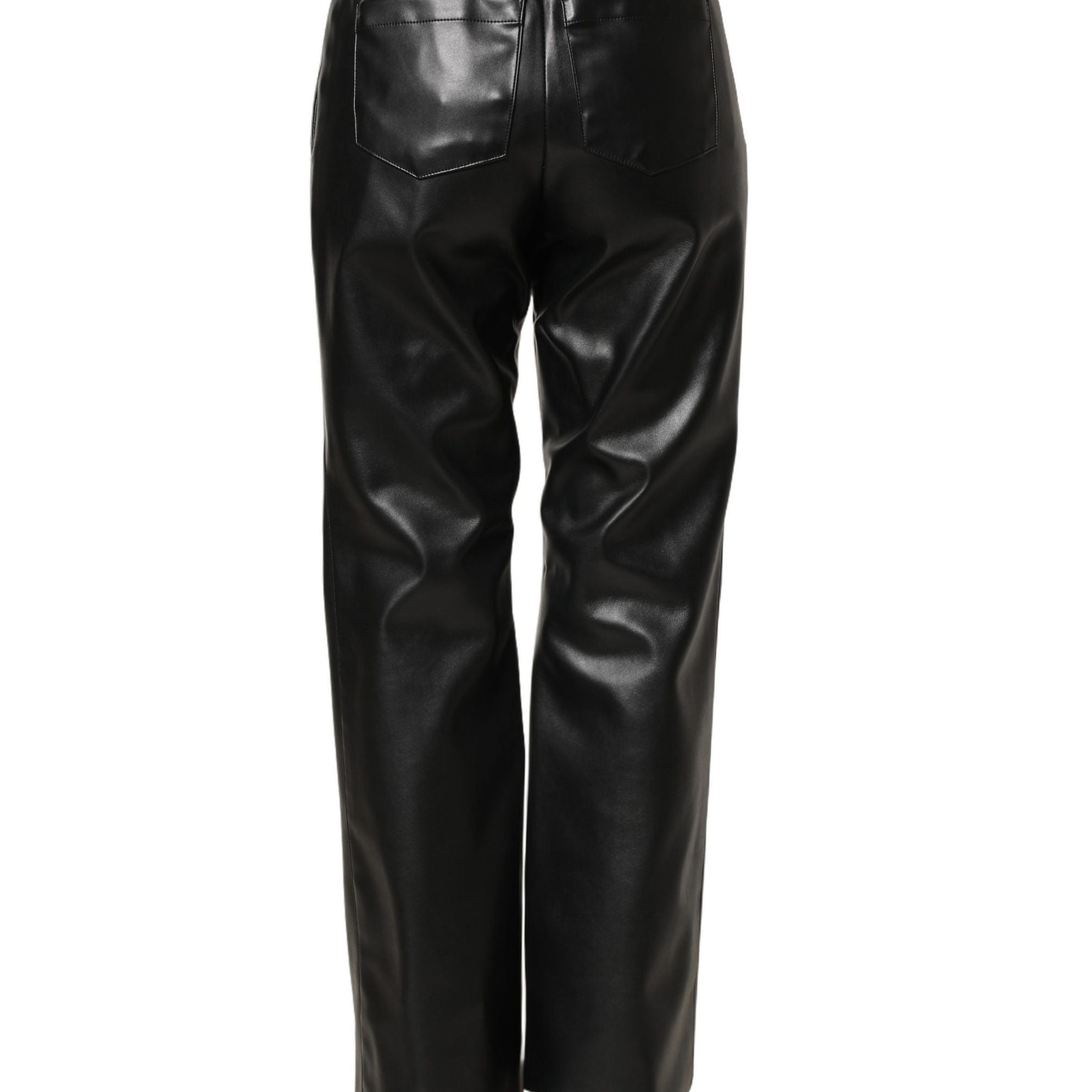 Dolce & Gabbana Black PU Leather High Waisted Trouser Pants