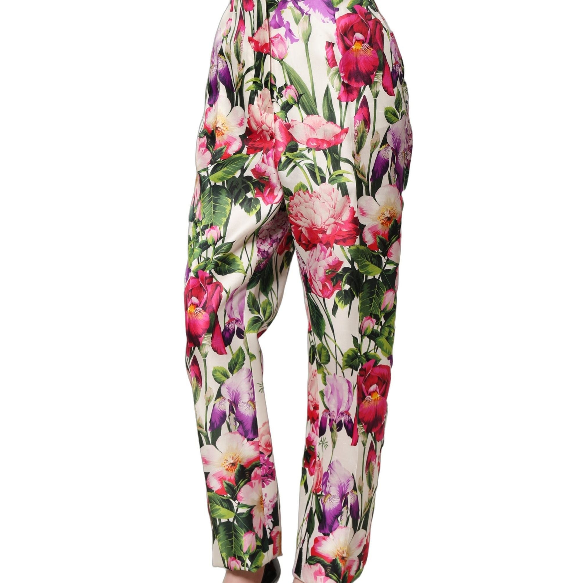 Dolce & Gabbana Multicolor Floral Print Tapered Trouser Pants