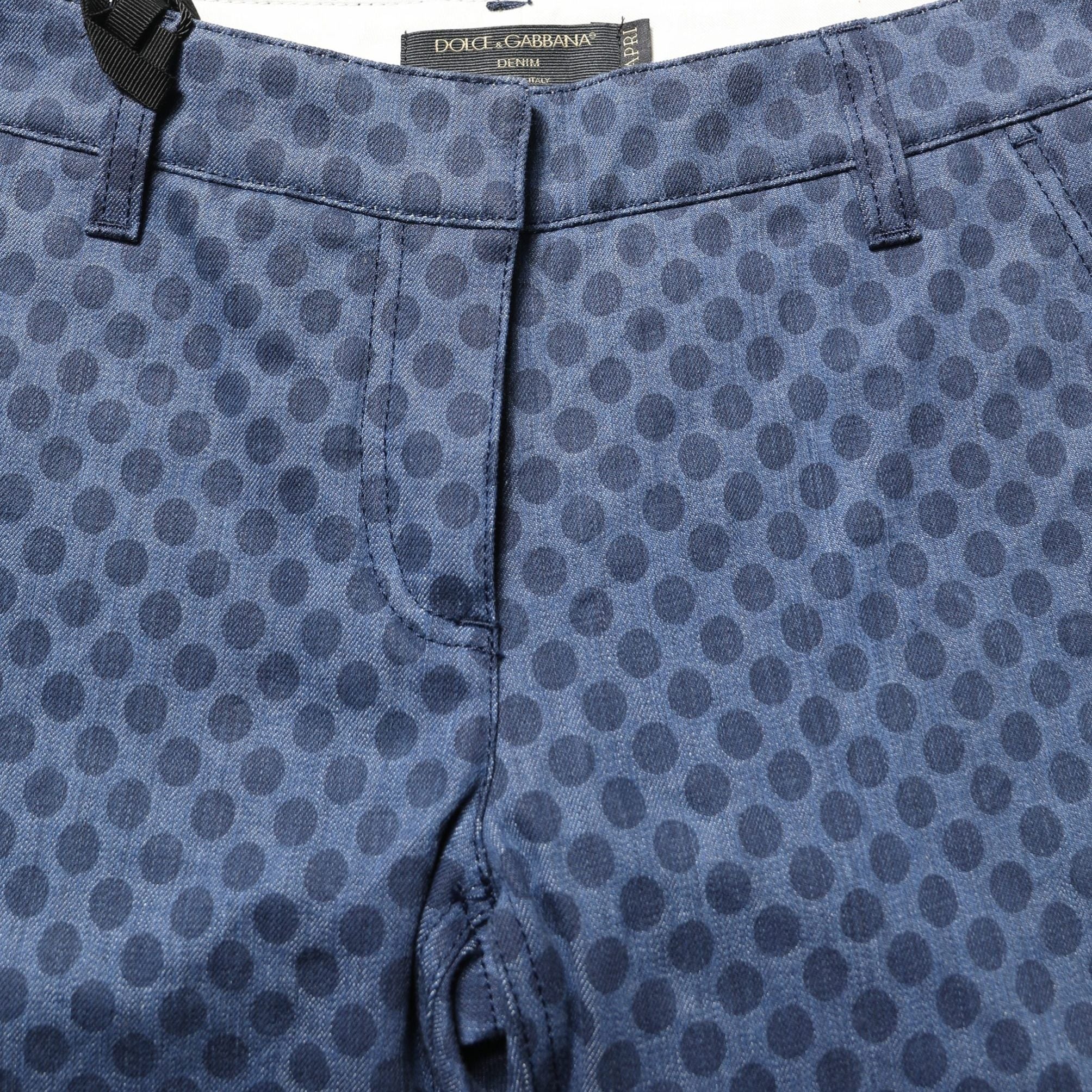 Dolce & Gabbana Blue Polka Dotted Slim Fit Capri Denim Jeans