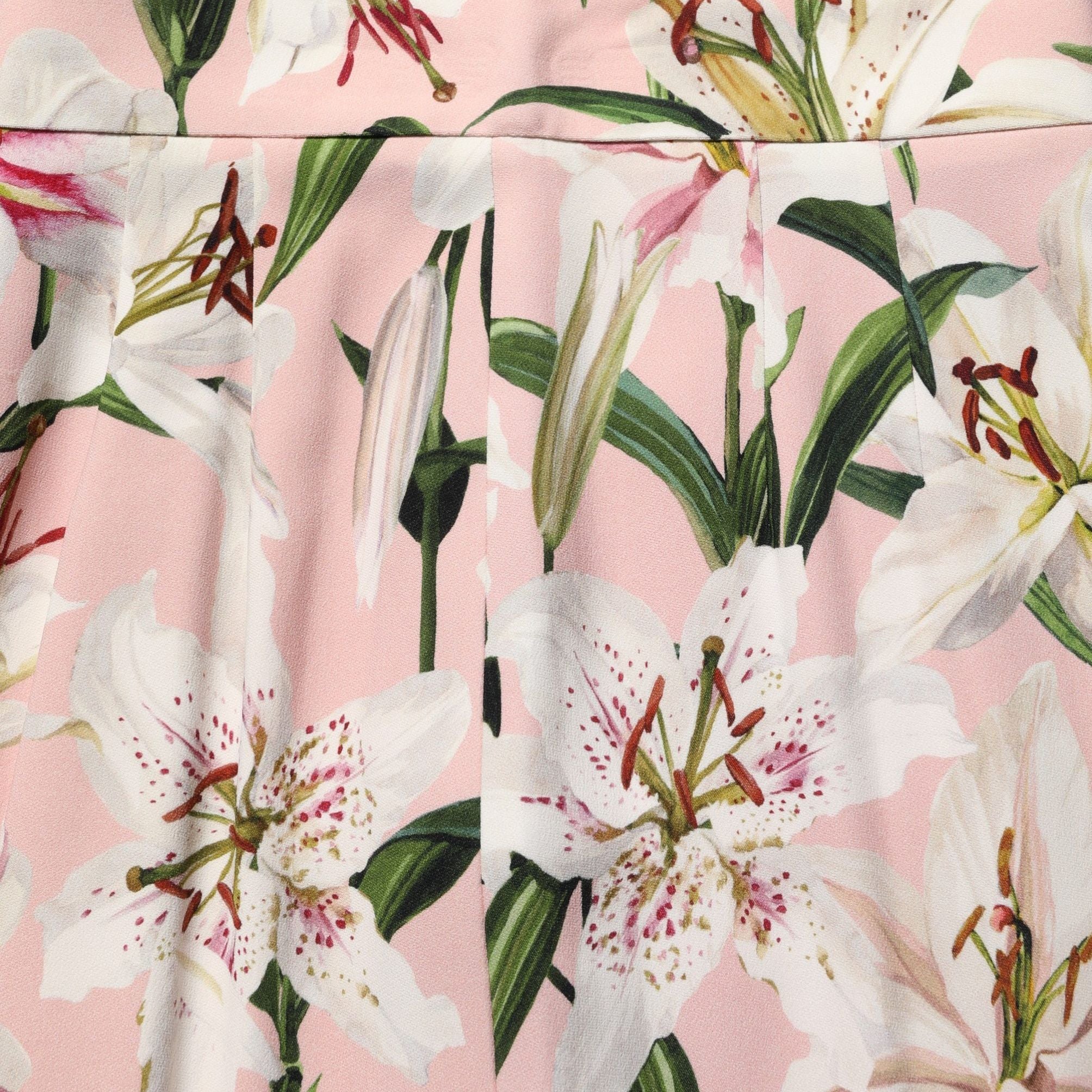 Dolce & Gabbana Pink Lilium Print High Waist Pencil Skirt
