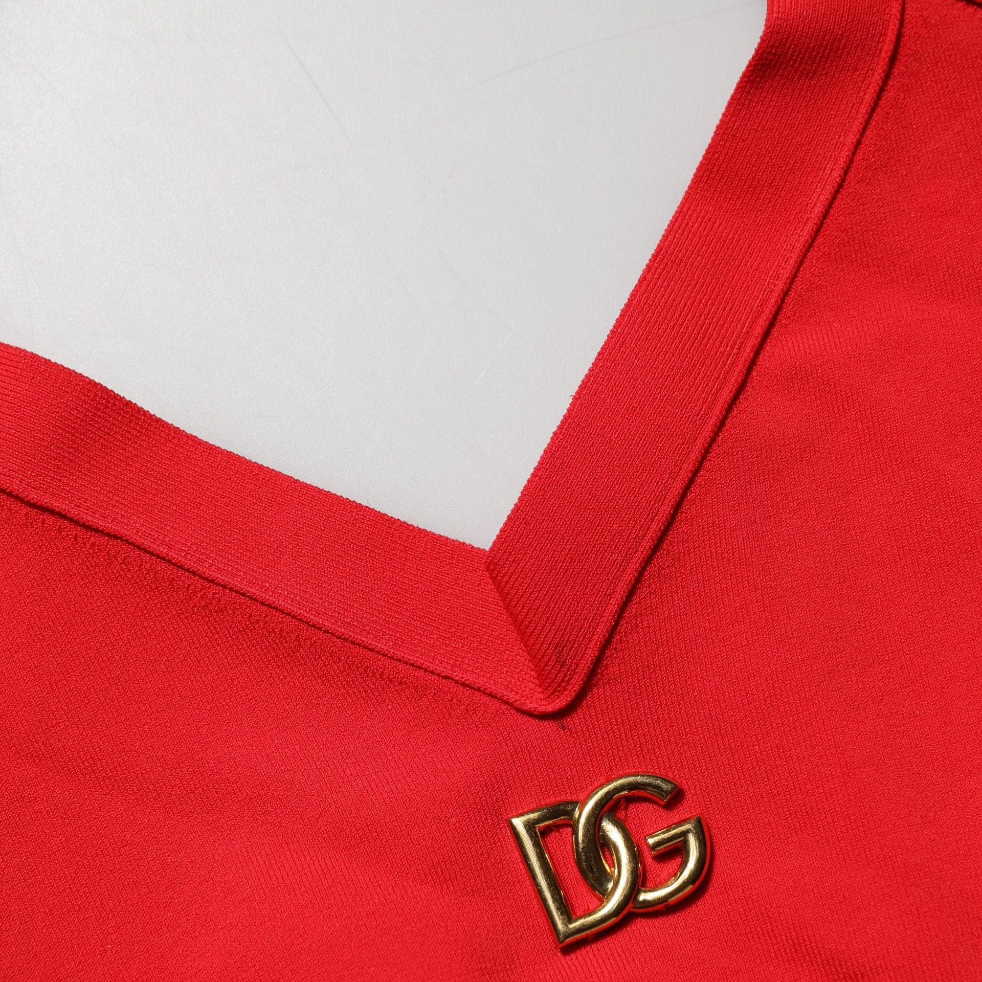 Dolce & Gabbana Red Viscose Sleeveless Halter Crop Tank Top