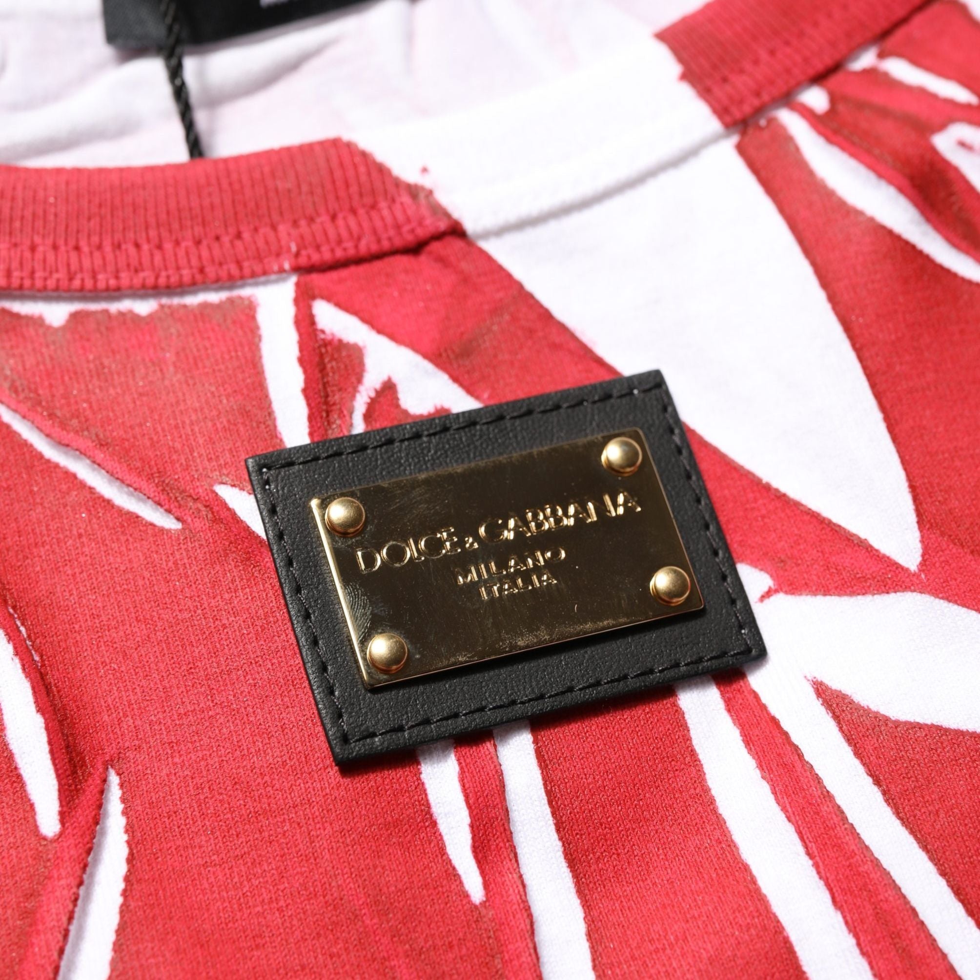 Dolce & Gabbana Red White Abstract Cotton Sleeveless Tank Top