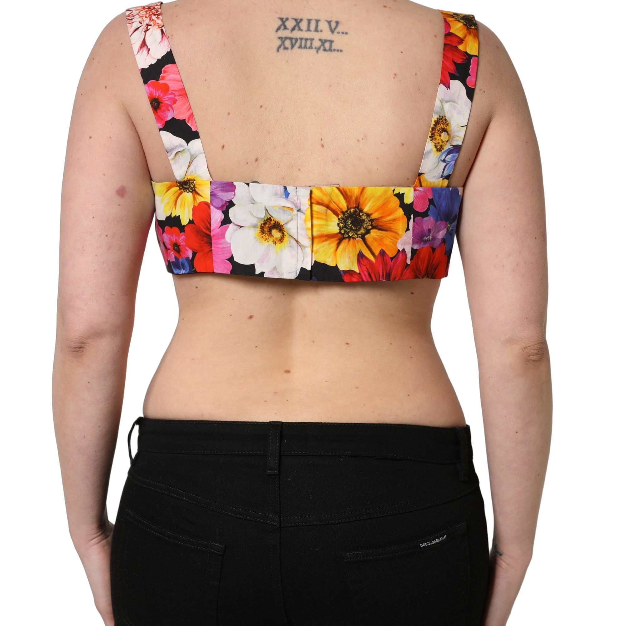 Dolce & Gabbana Multicolor Floral Cropped Bustier Tank Top