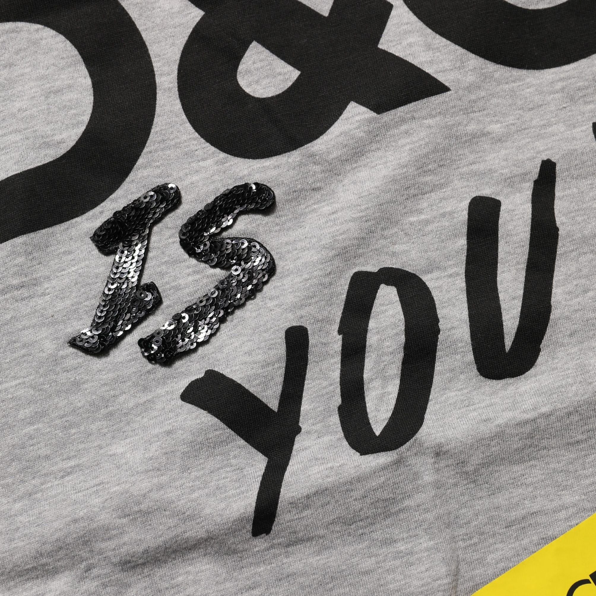 Dolce & Gabbana Gray Cotton Logo Printed Crew Neck T-shirt