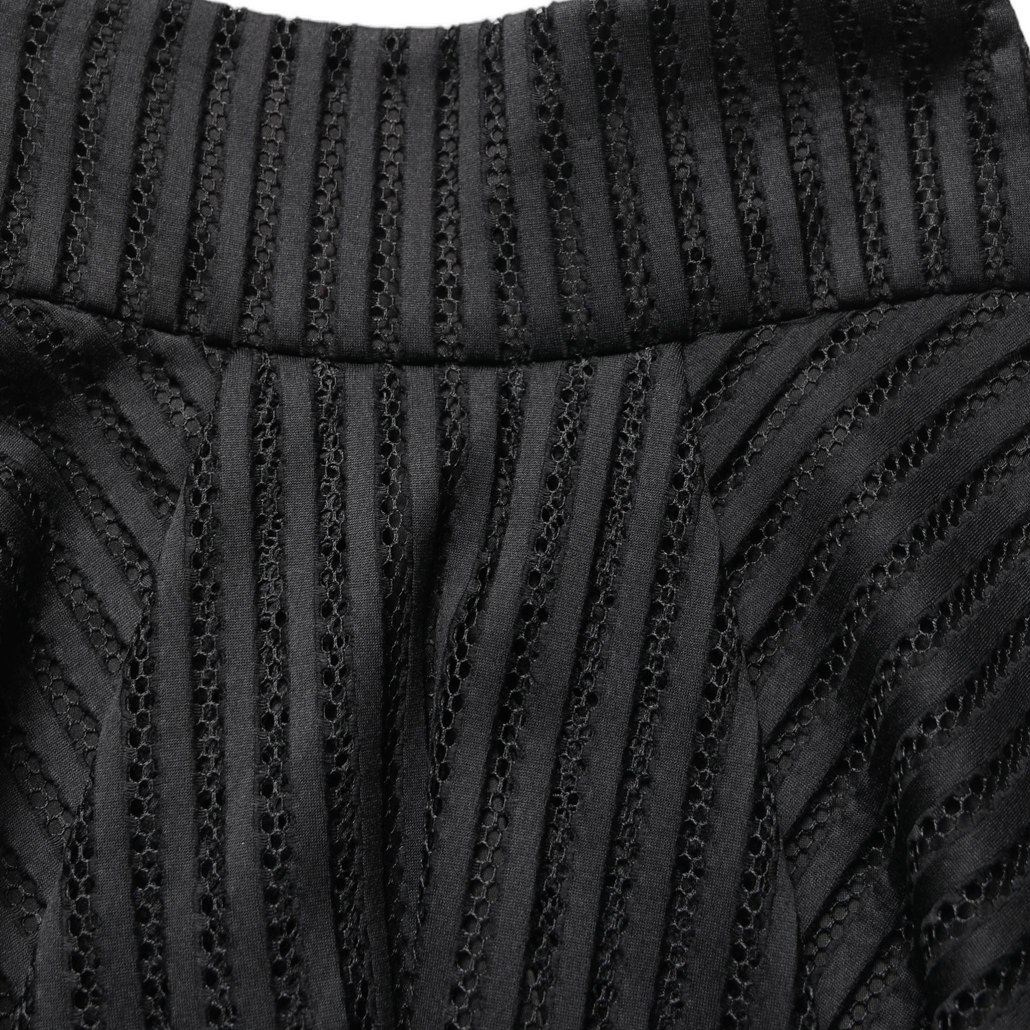 PINKO Cotton Striped Flared Silhouette Aline Midi Black