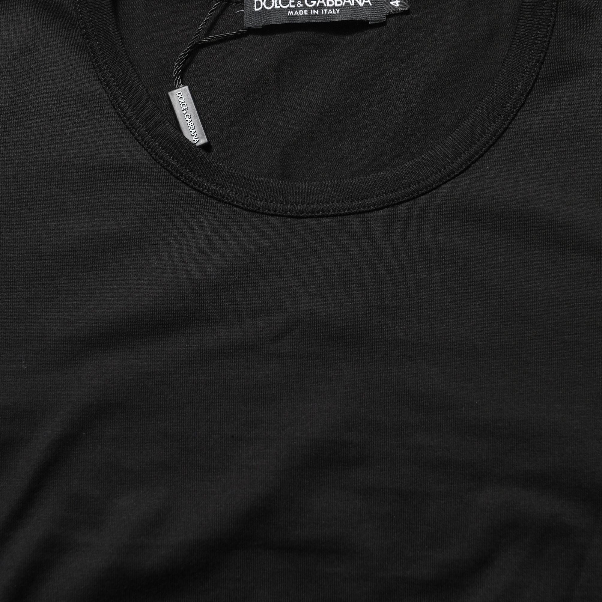 Dolce & Gabbana Black Cotton Round Neck Short Sleeves T-Shirt