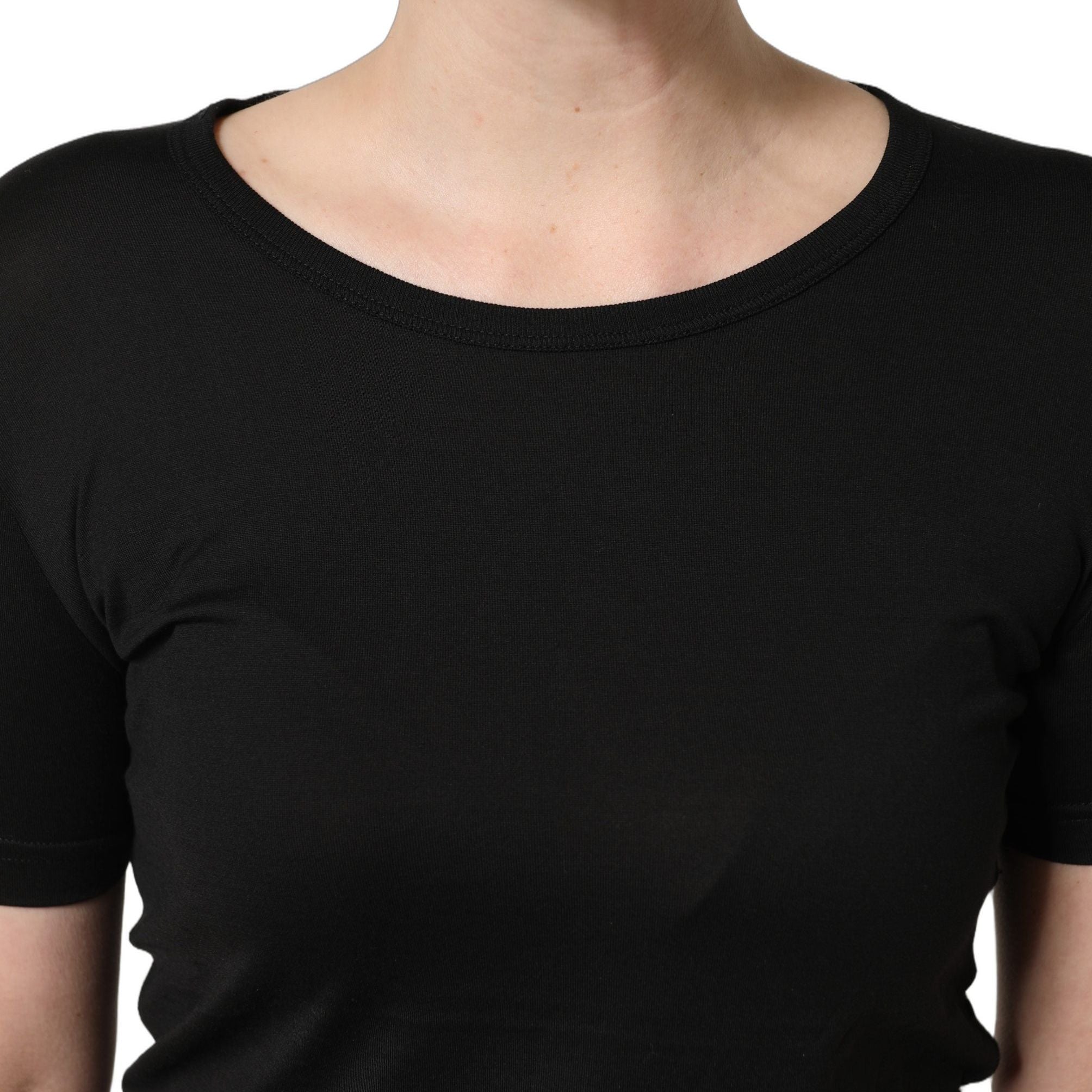Dolce & Gabbana Black Cotton Round Neck Short Sleeves T-Shirt