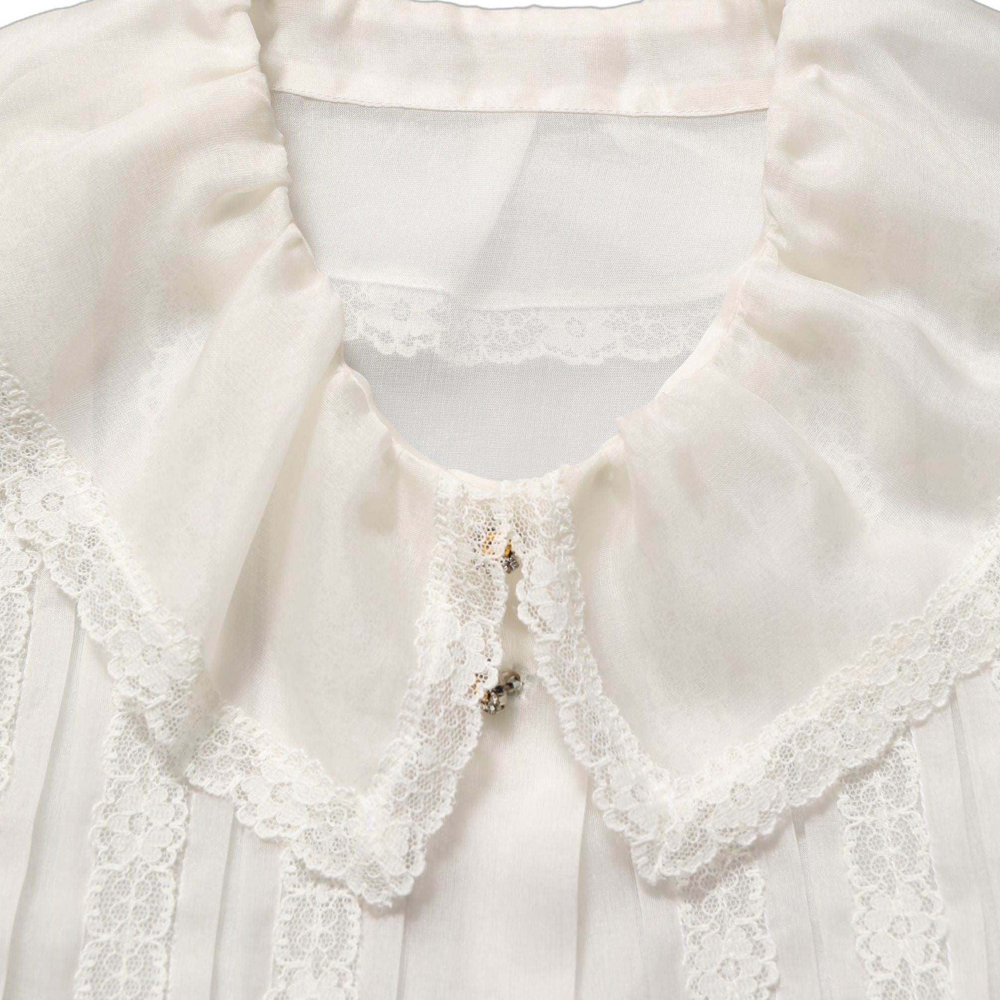 Dolce & Gabbana White Ruffled Sheer Silk Buttoned Blouse Top